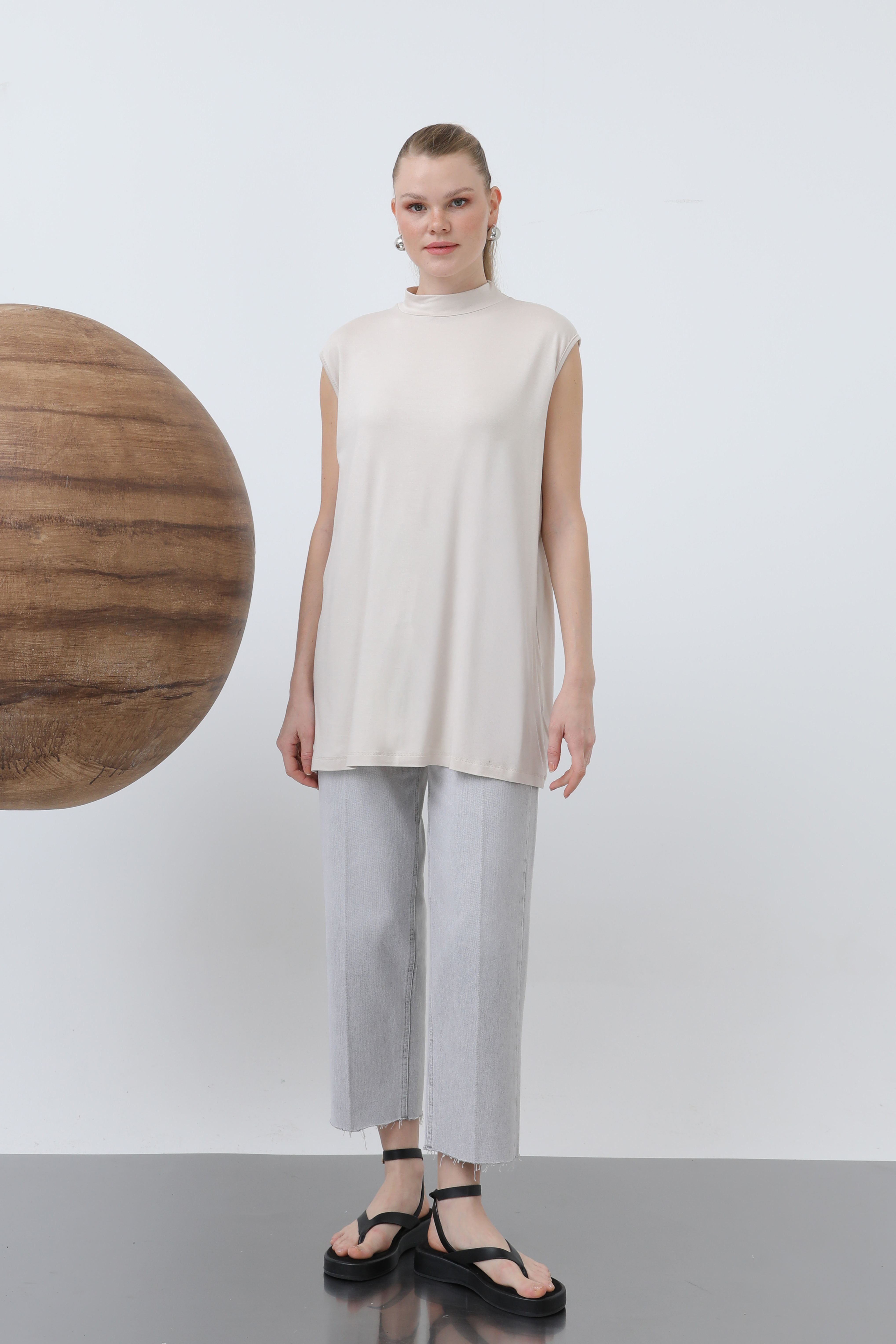 Kadın Kolsuz Bisiklet Yaka Tunik Boy İçlik - 40006BLZ