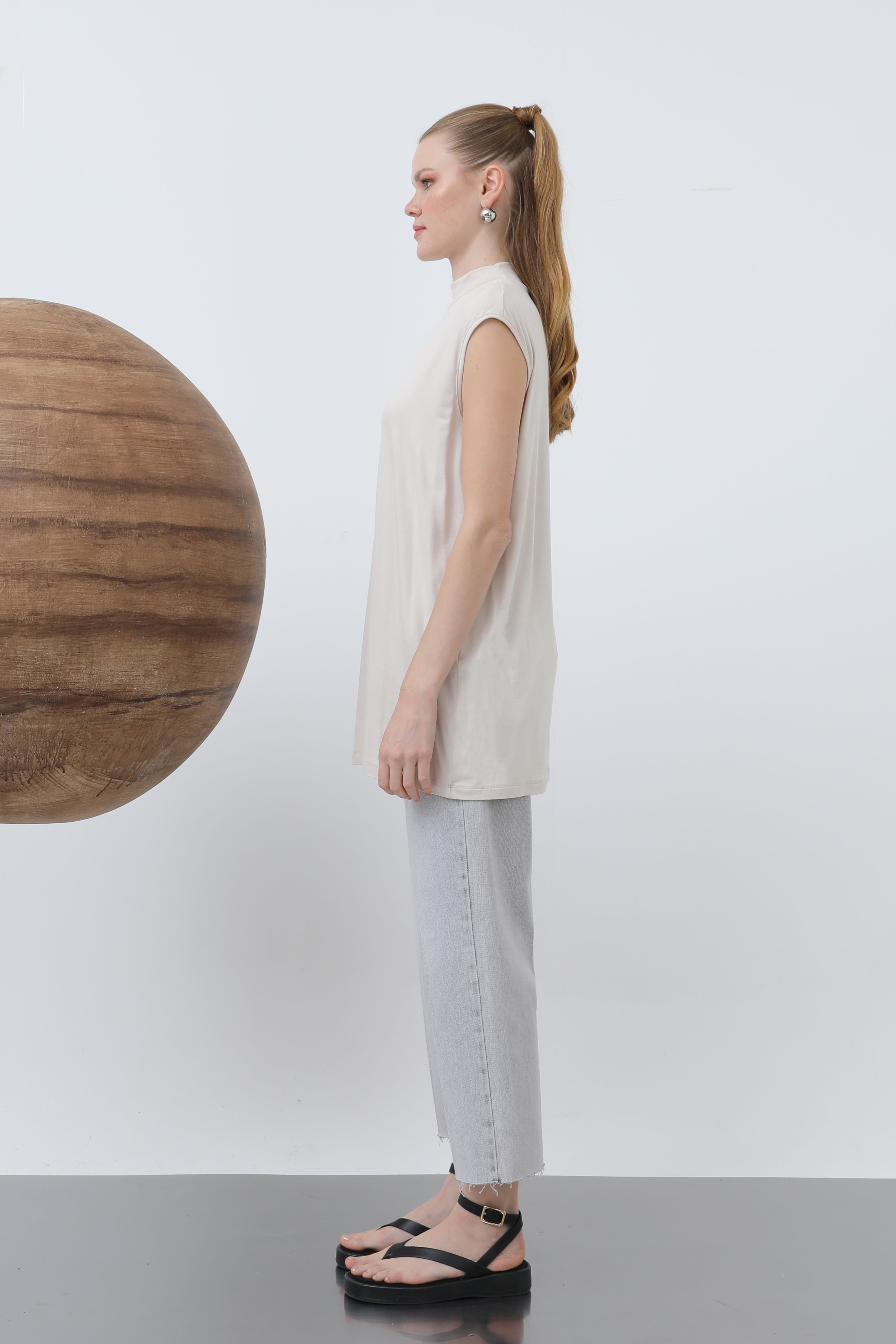 Kadın Kolsuz Bisiklet Yaka Tunik Boy İçlik - 40006BLZ