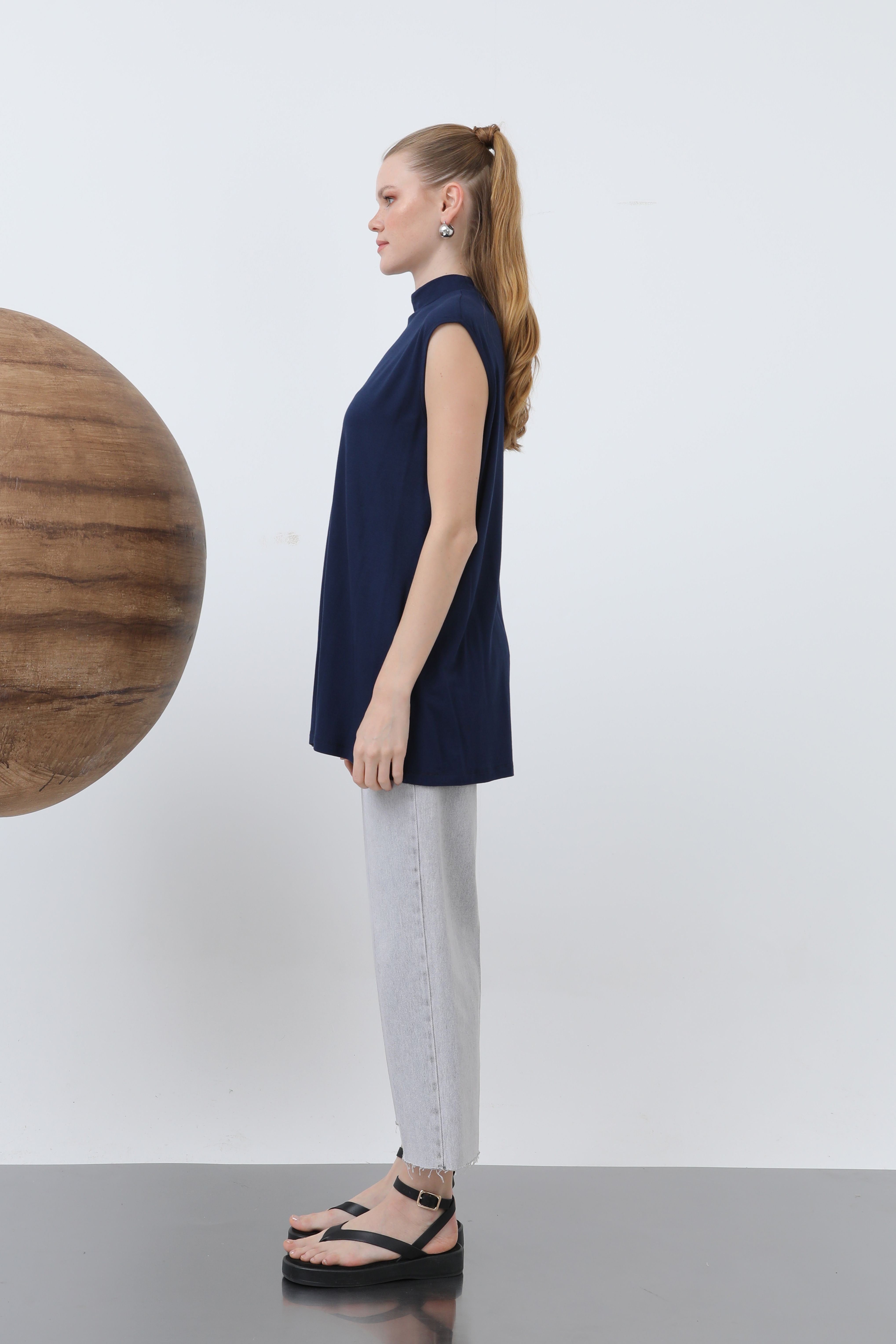 Kadın Kolsuz Bisiklet Yaka Tunik Boy İçlik - 40006BLZ