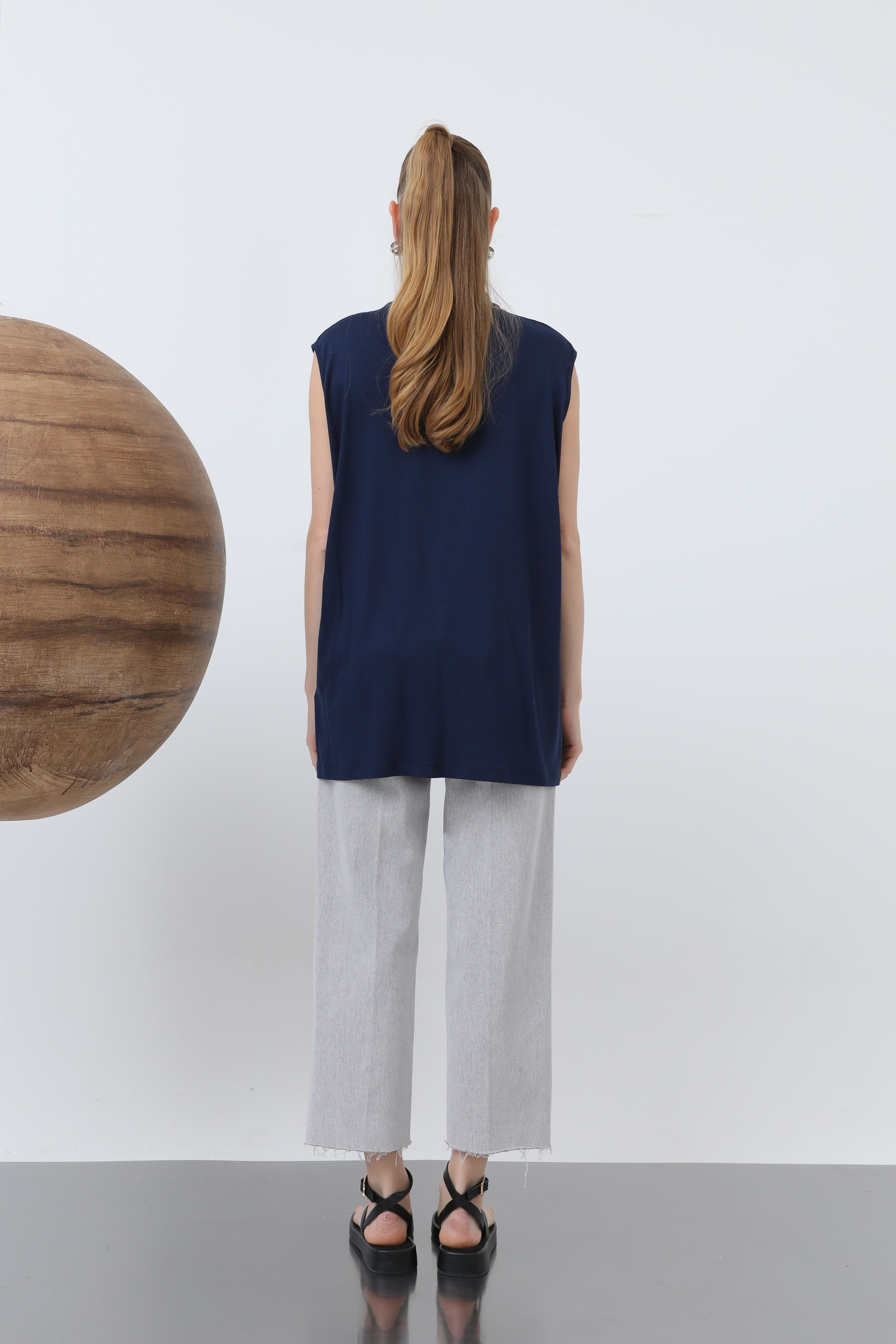 Kadın Kolsuz Bisiklet Yaka Tunik Boy İçlik - 40006BLZ