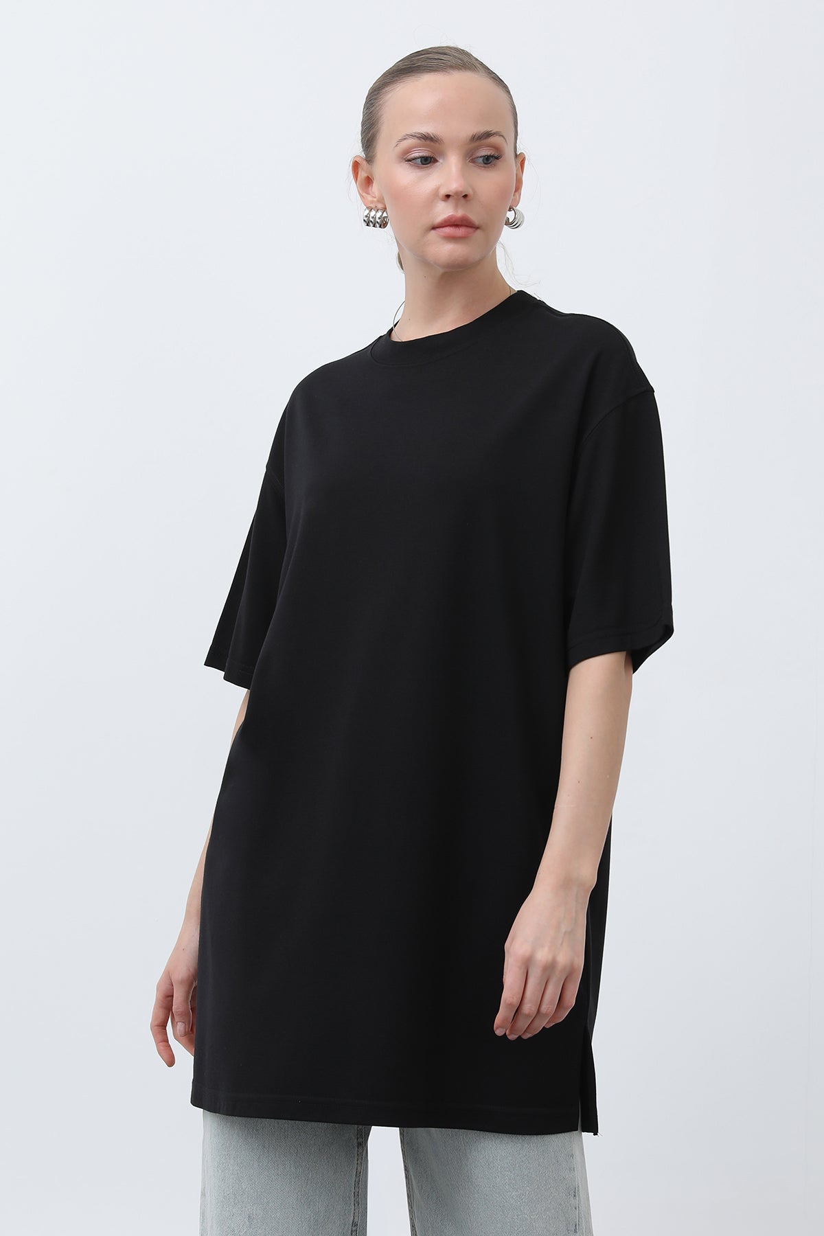 Kadın Uzun Bol Kesim Tshirt - 40009TSH