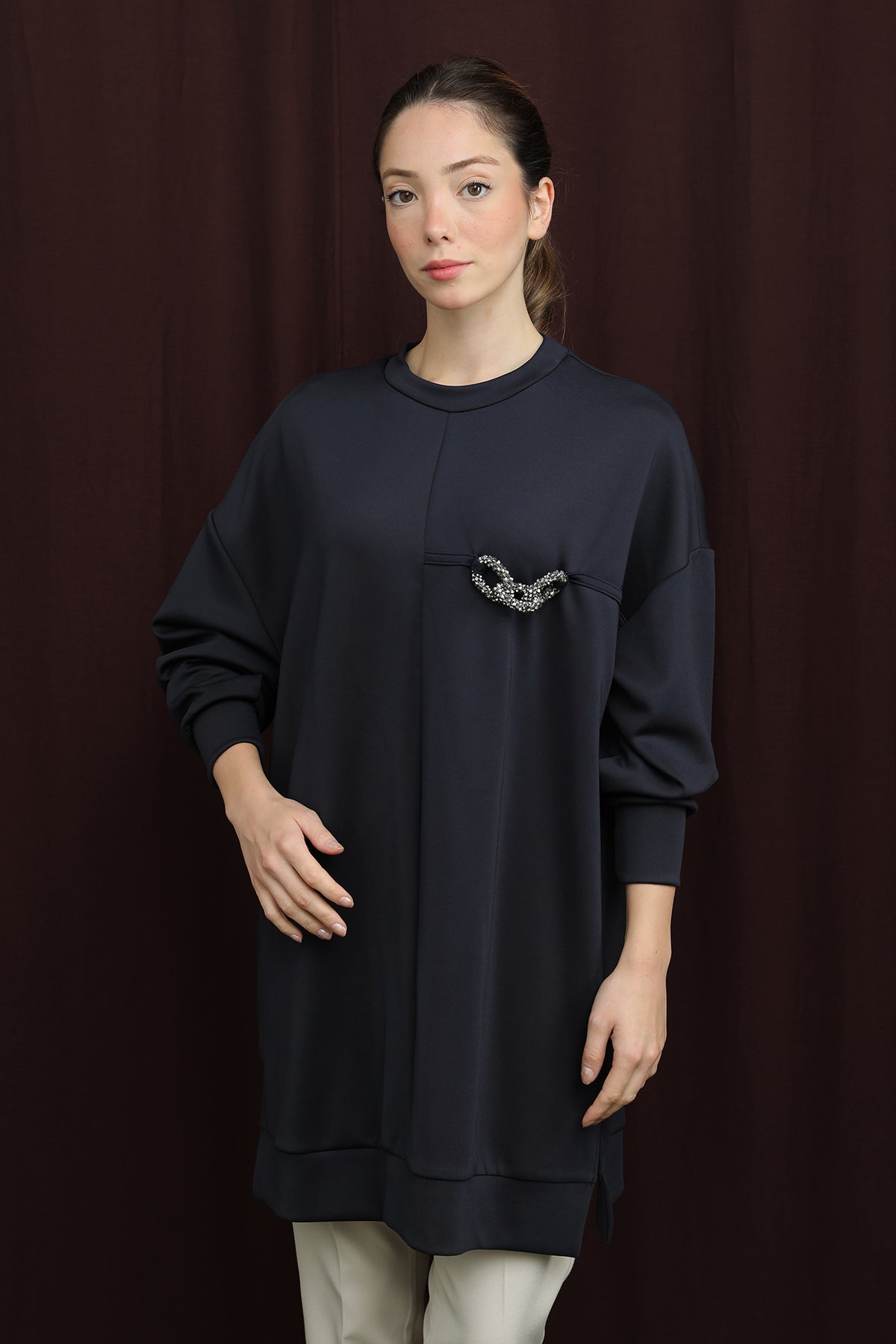 Kadın Bedeni Aksesuarlı Tunik - 10717TUN