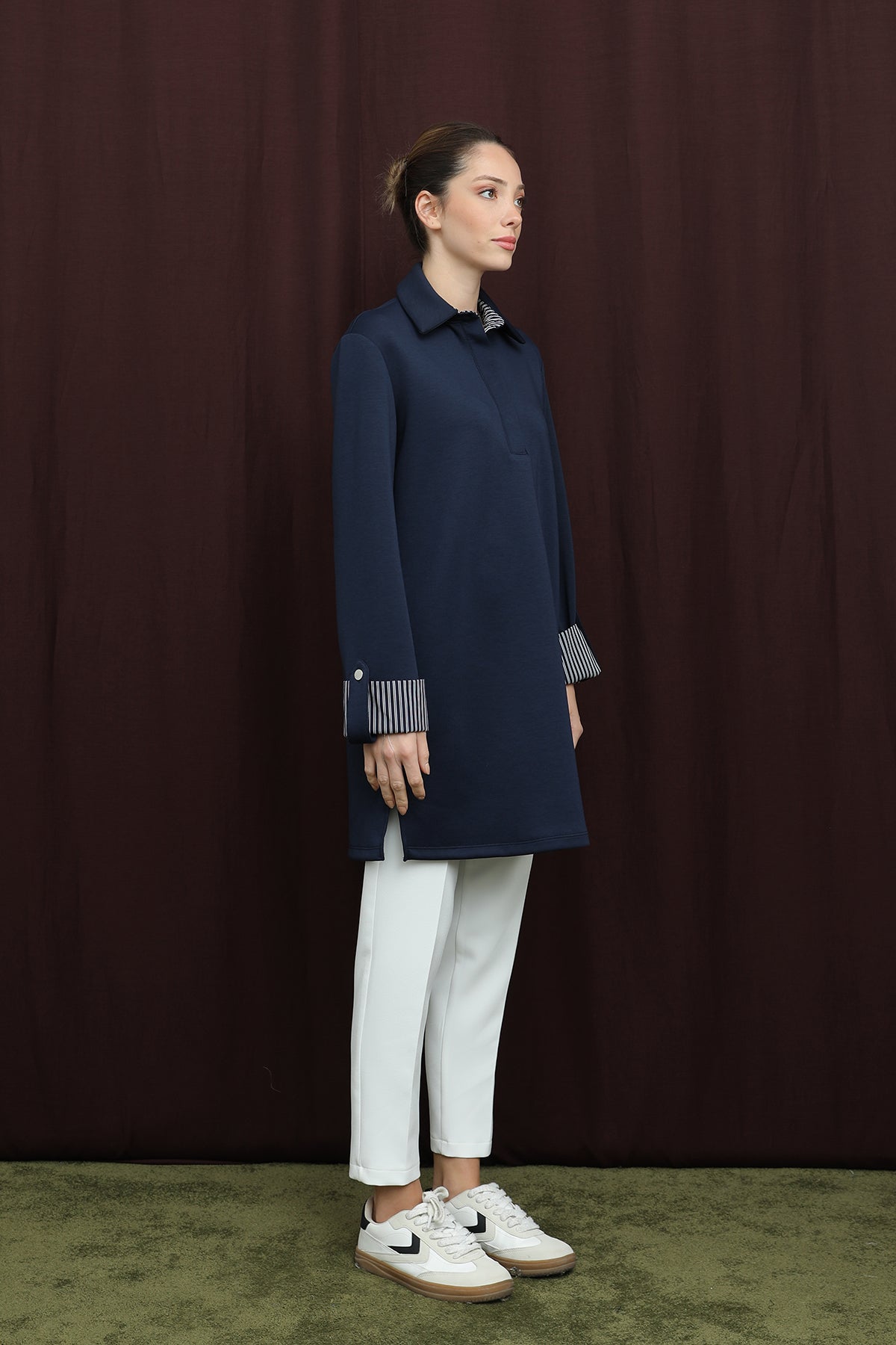 Kadın Basıc Pat ve Kol Detaylı  Tunik  -  10724TUN