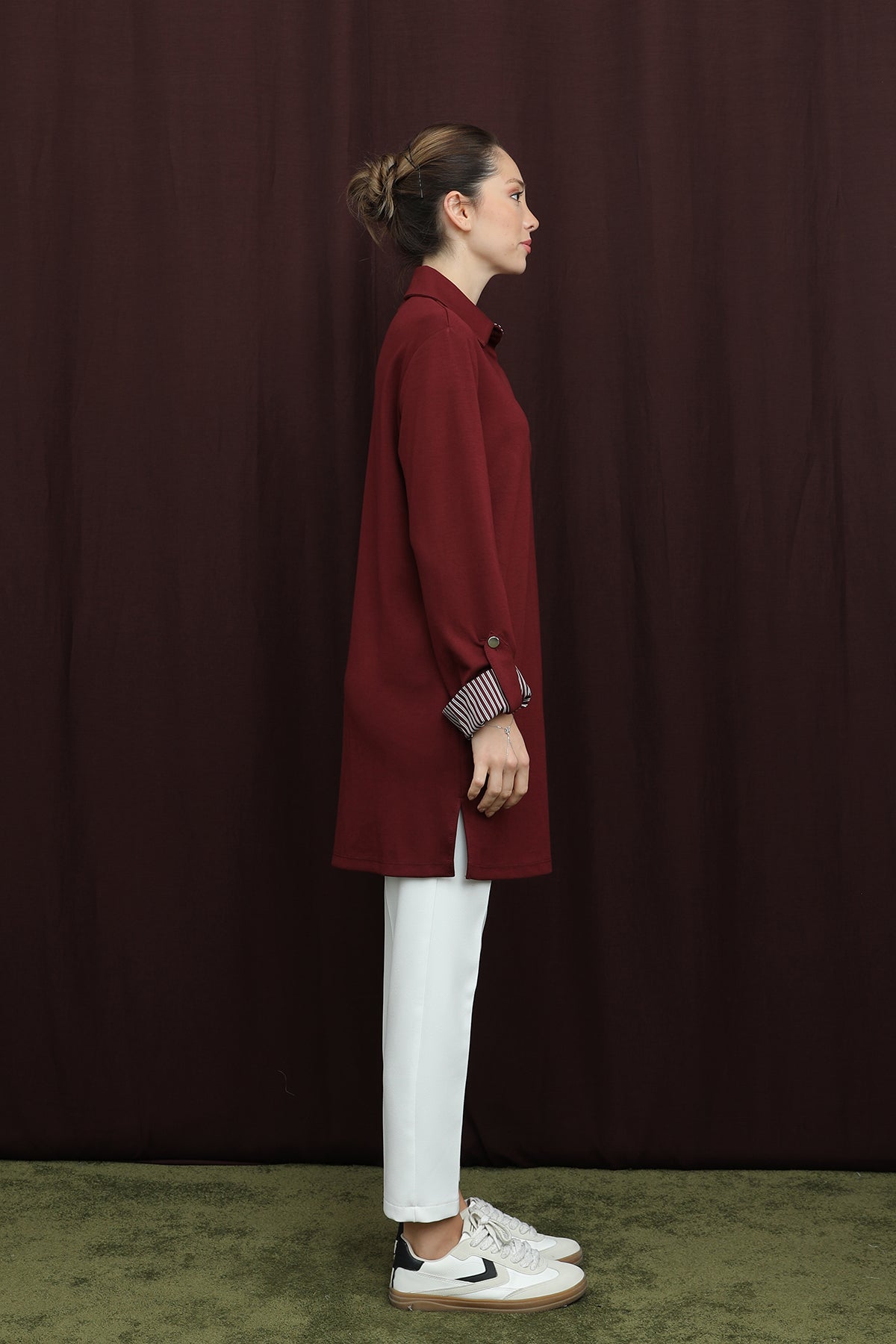 Kadın Basıc Pat ve Kol Detaylı  Tunik  -  10724TUN