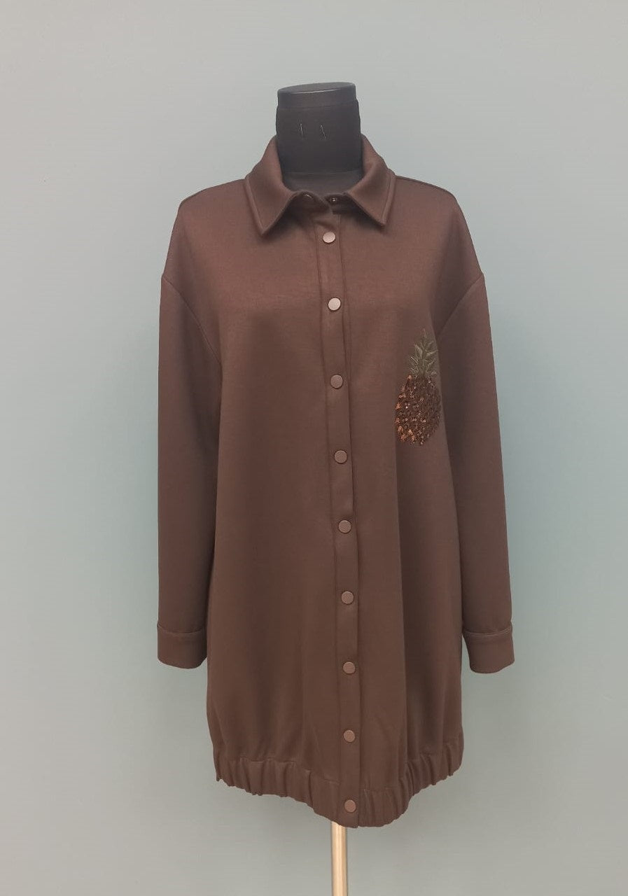 Kadın Ananas Nakışlı Çıtçıtlı Tunik - 10737TUN