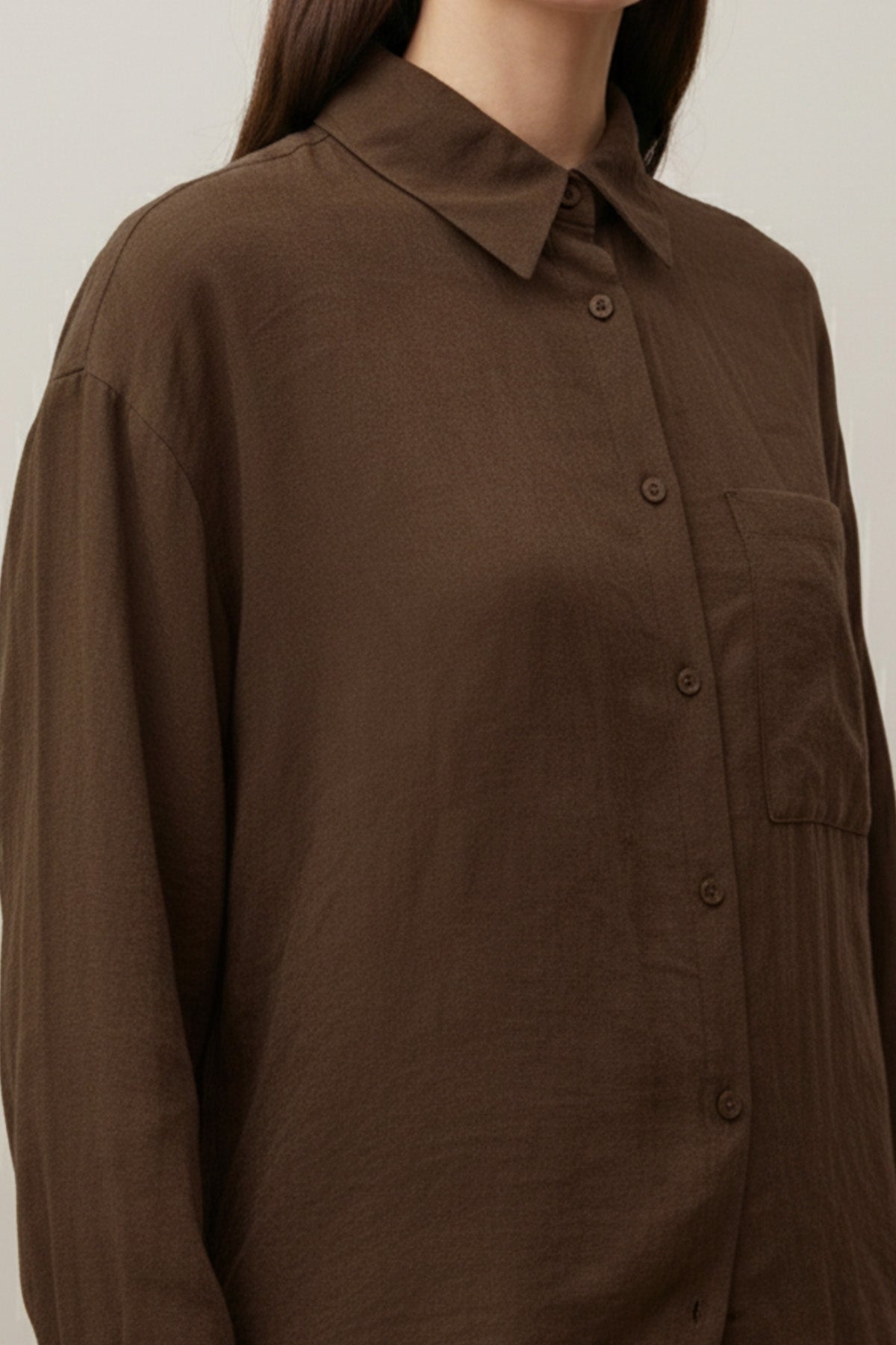 Kadın Uzun Kollu Düğmeli Salaş Gömlek – 10744GML