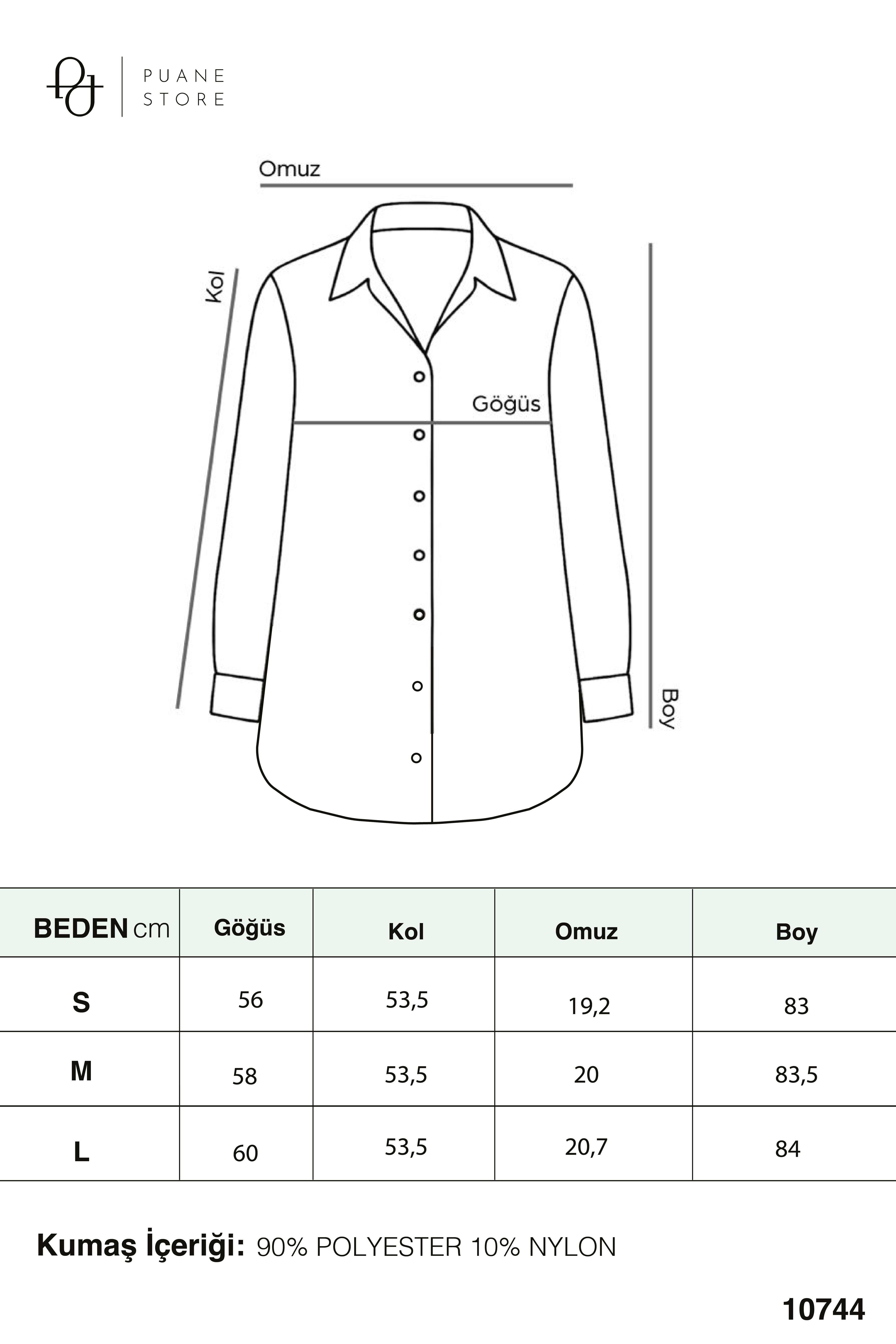 Kadın Uzun Kollu Düğmeli Salaş Gömlek – 10744GML