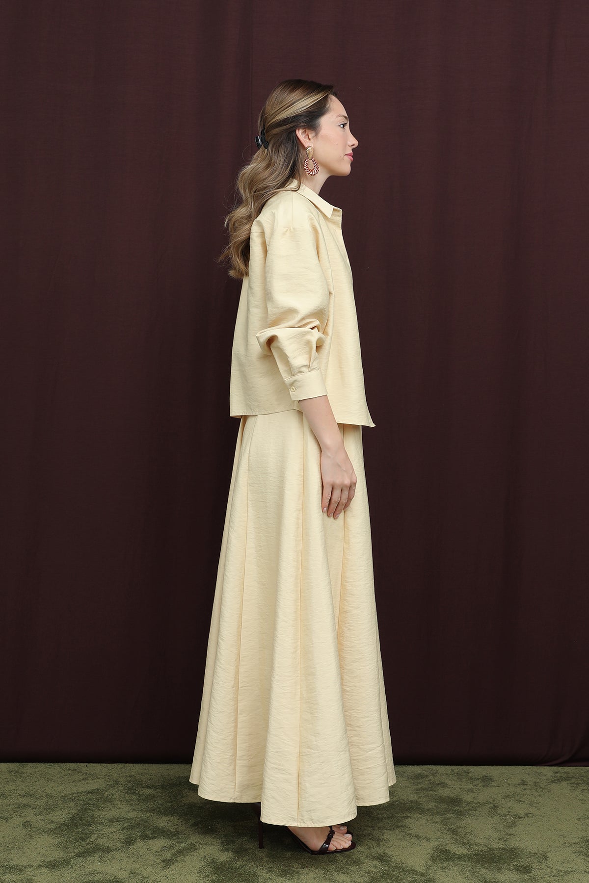 Kadın Beli Kemerli Gömlek Elbise - 12650ELB