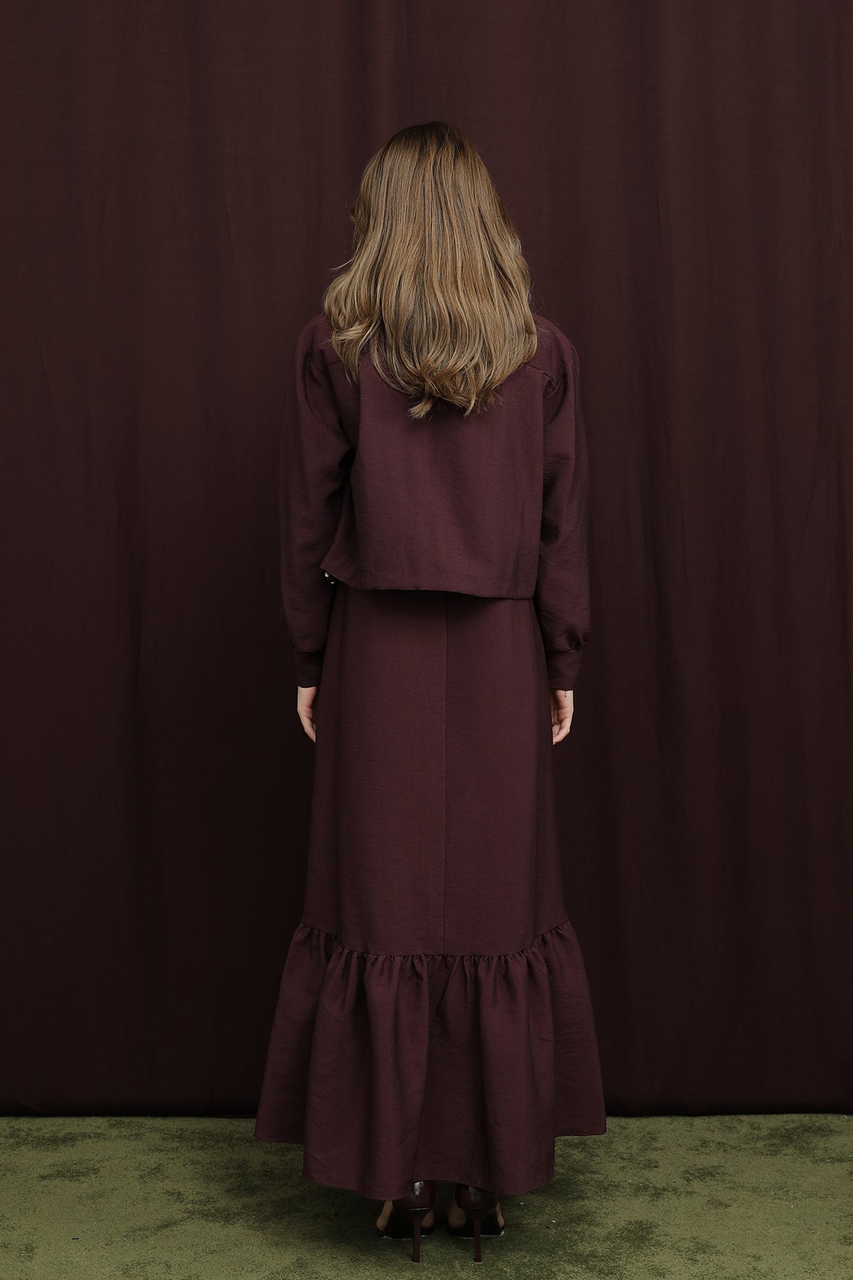 Kadın Crop Ceket Detaylı İkili Elbise - 12651TKS