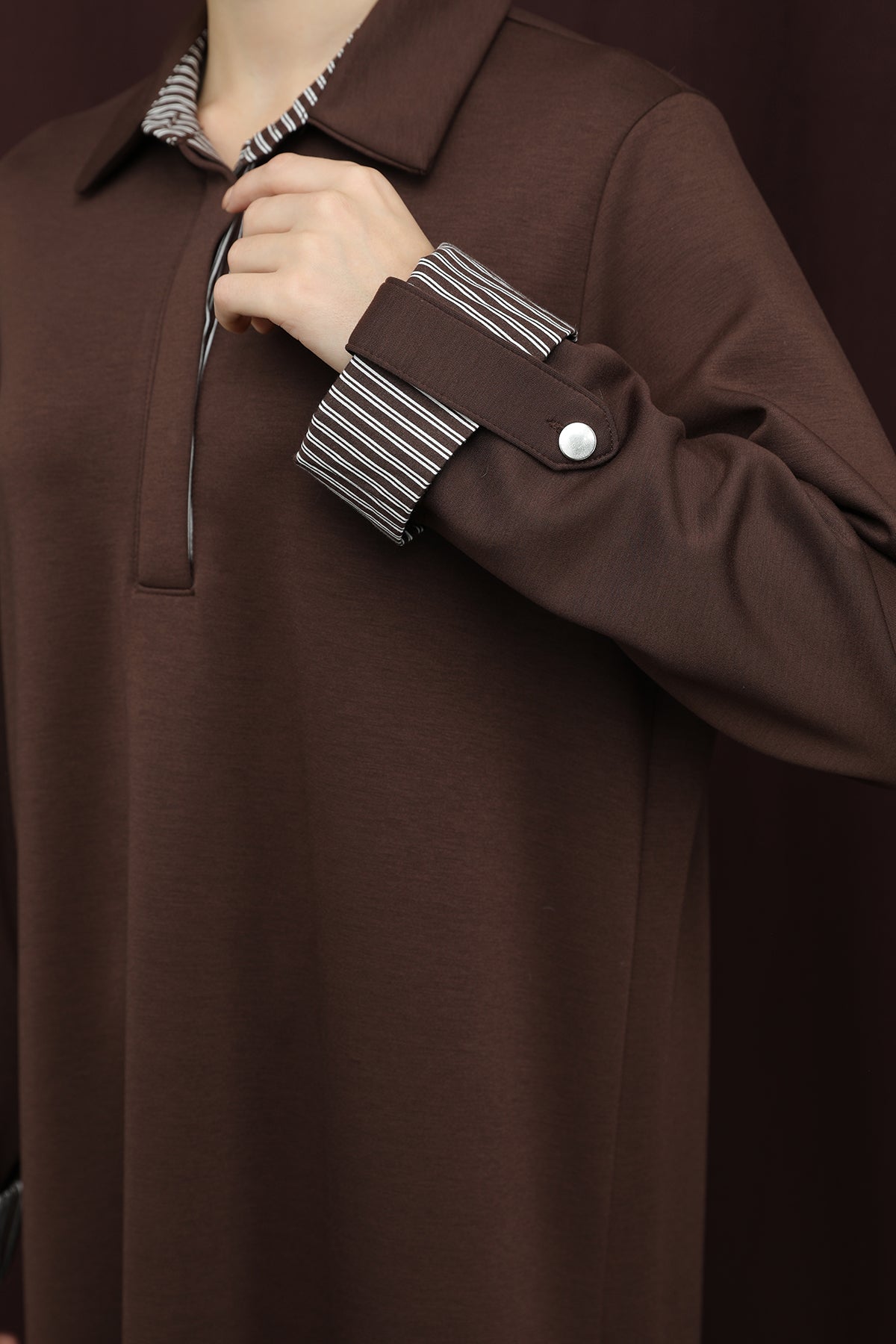 Kadın Gizli Patlı Polo Yaka  Elbise - 12652ELB