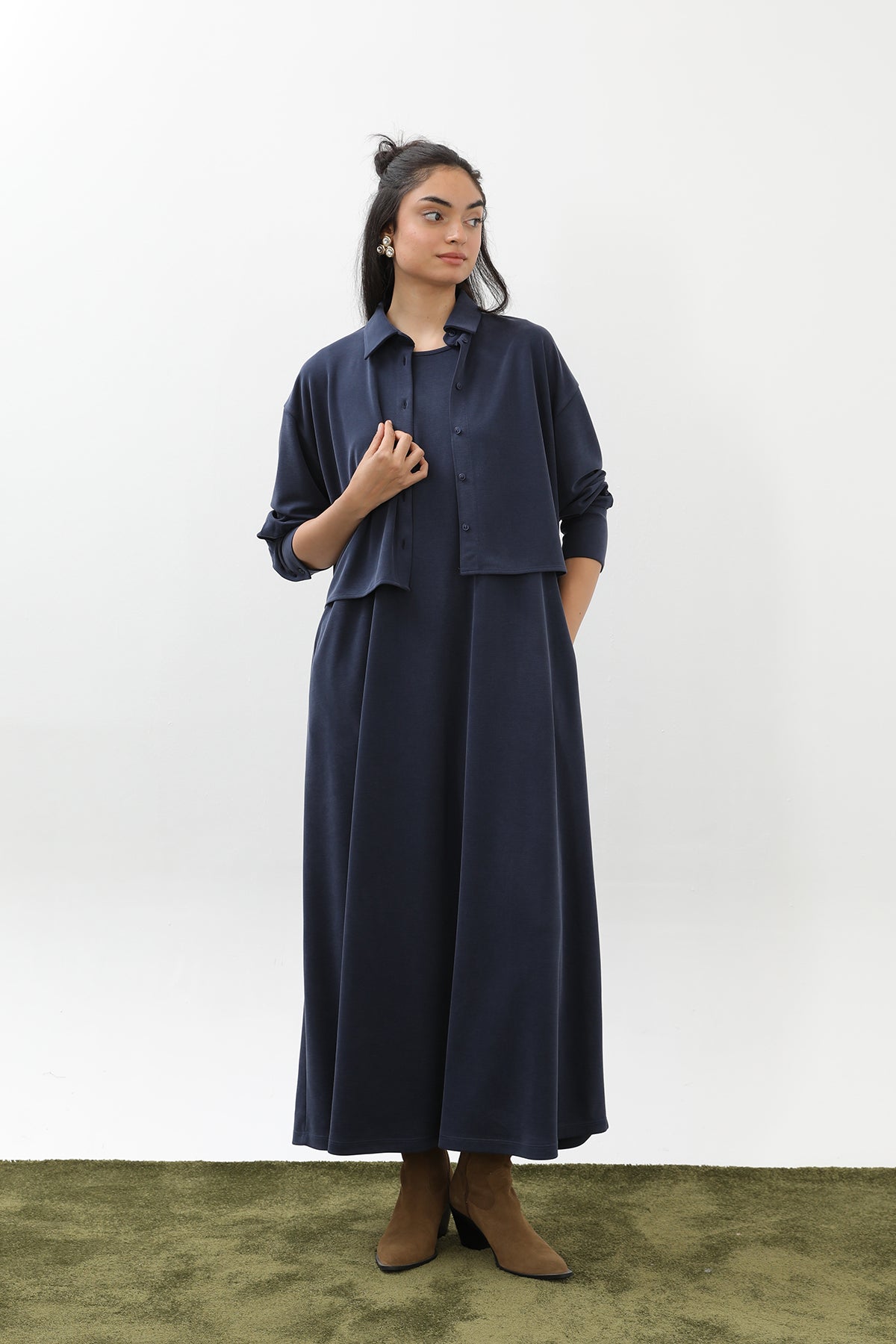 Kadın Gömlek Detaylı Elbise - 12658ELB