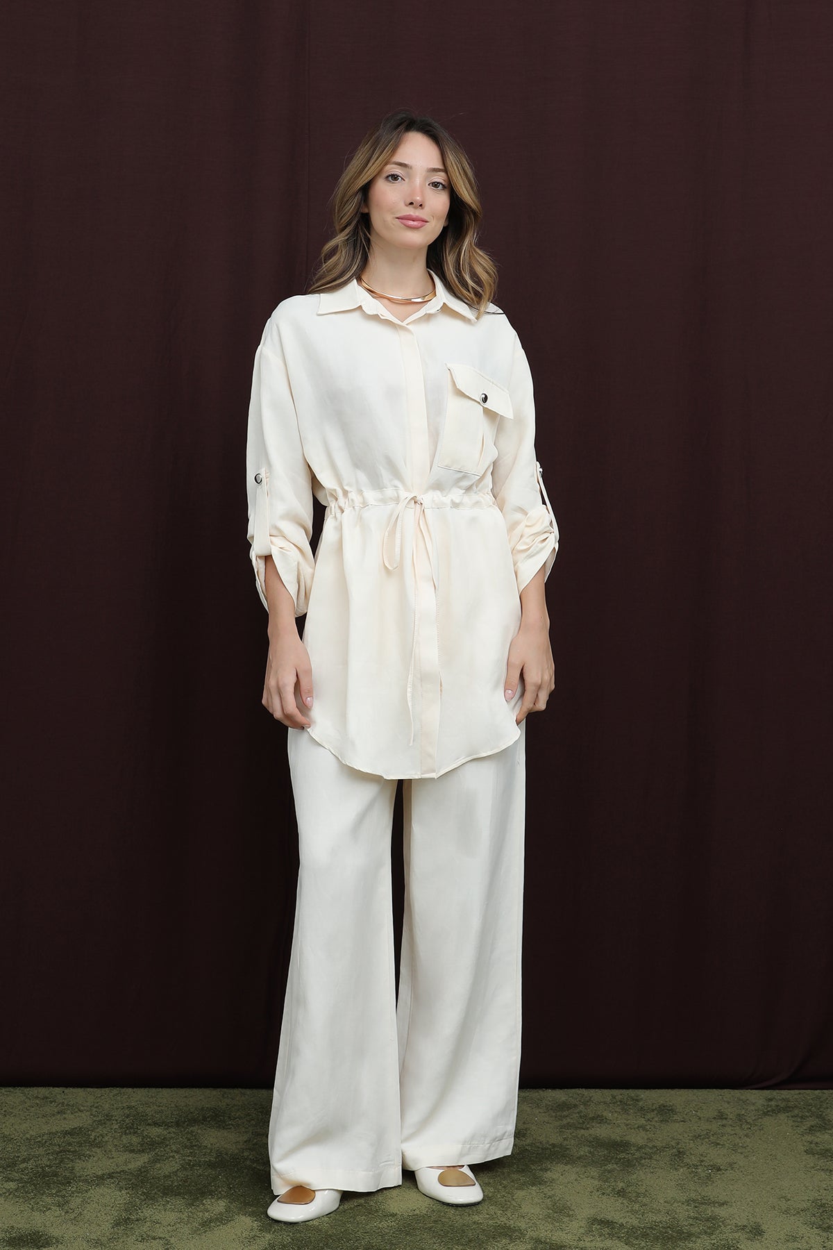 Kadın Cep Detaylı Belden Tünelli Takım - 14378TKS