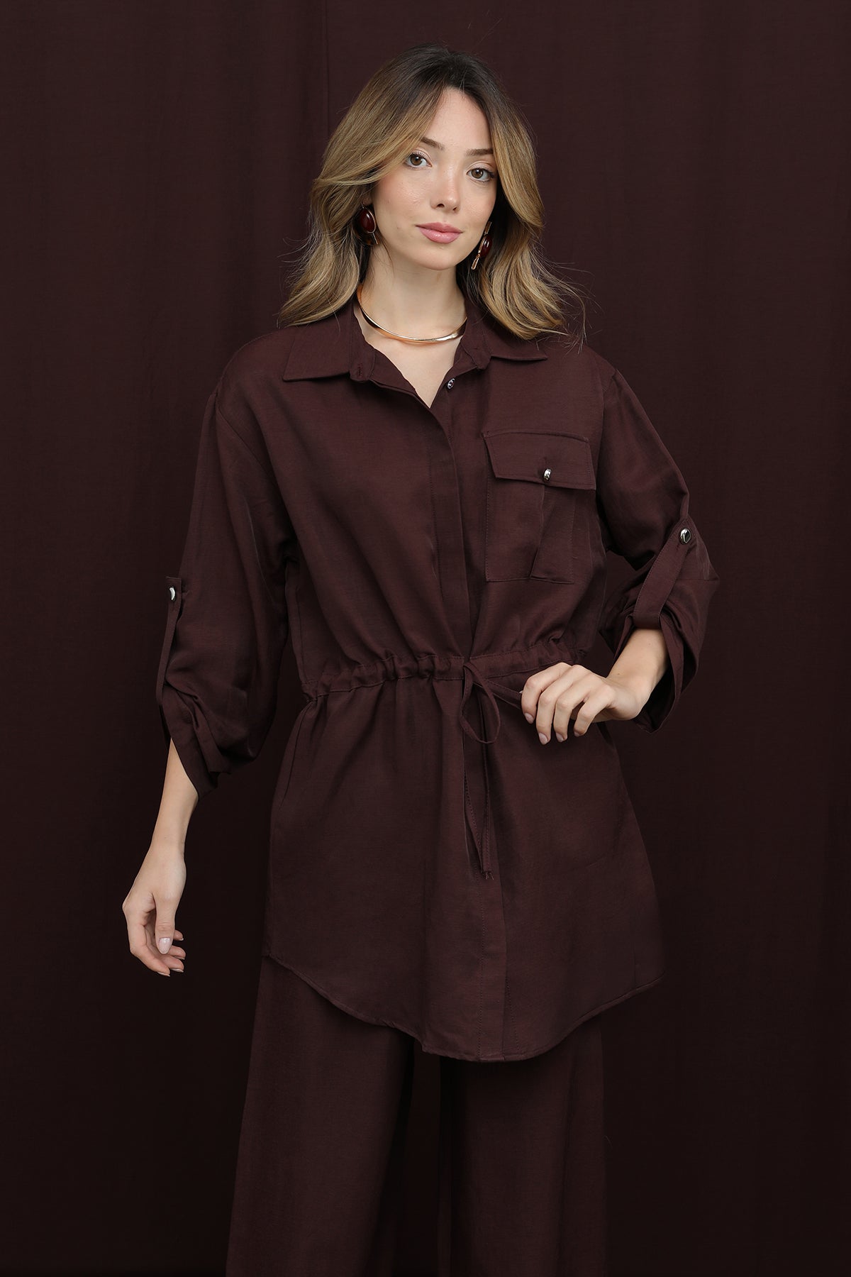 Kadın Cep Detaylı Belden Tünelli Takım - 14378TKS