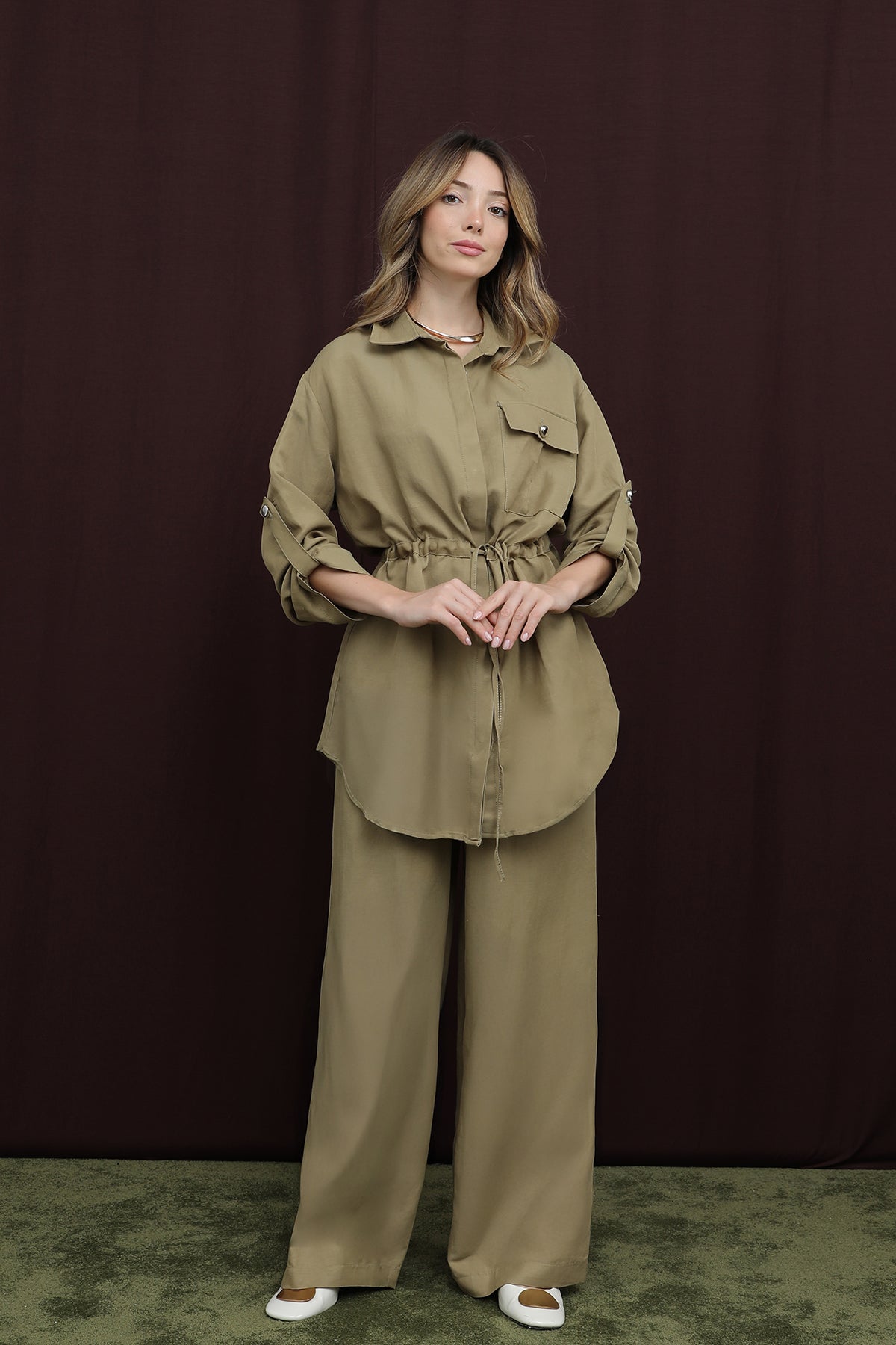 Kadın Cep Detaylı Belden Tünelli Takım - 14378TKS