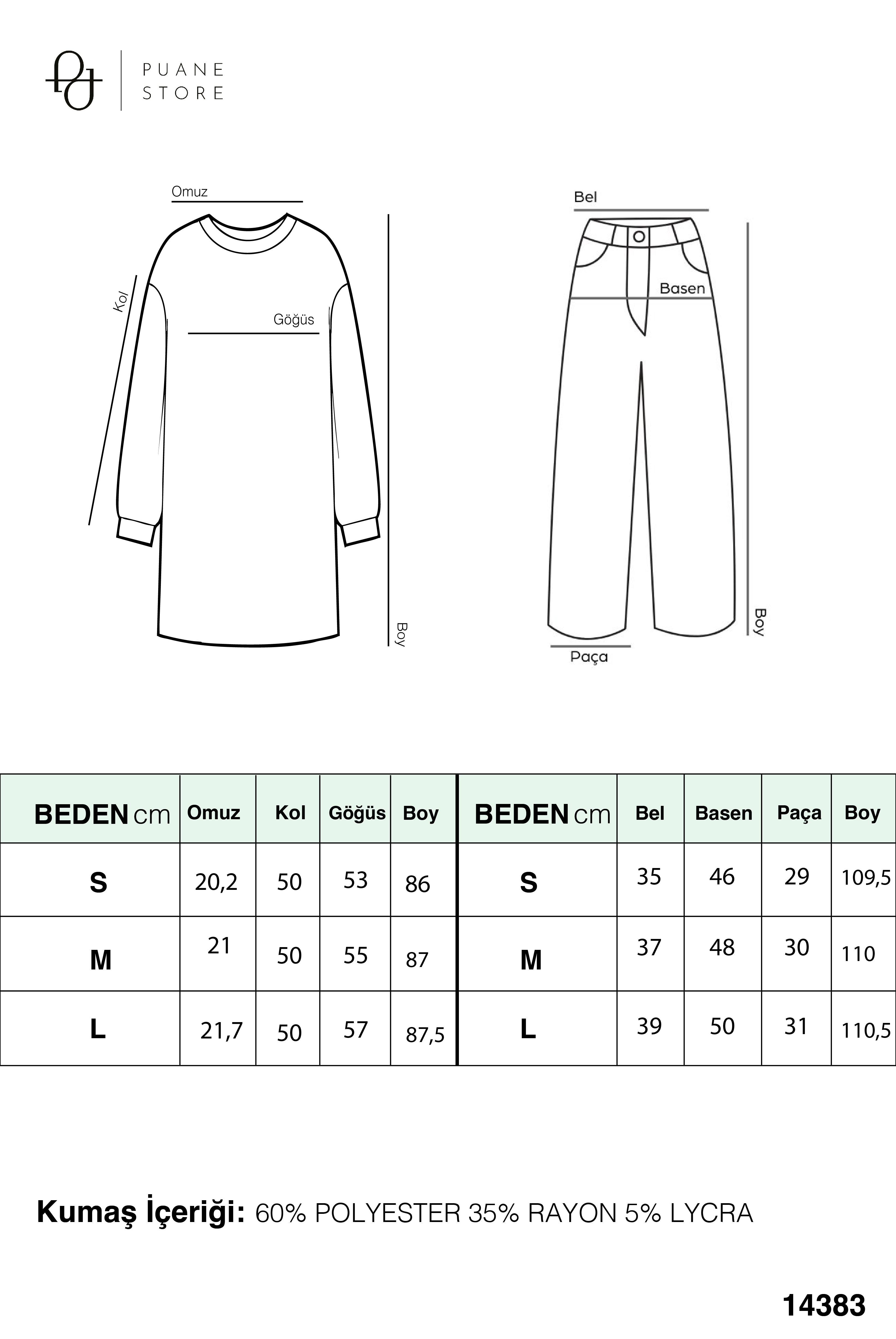 Kadın Garni Detaylı Takım - 14383TKS