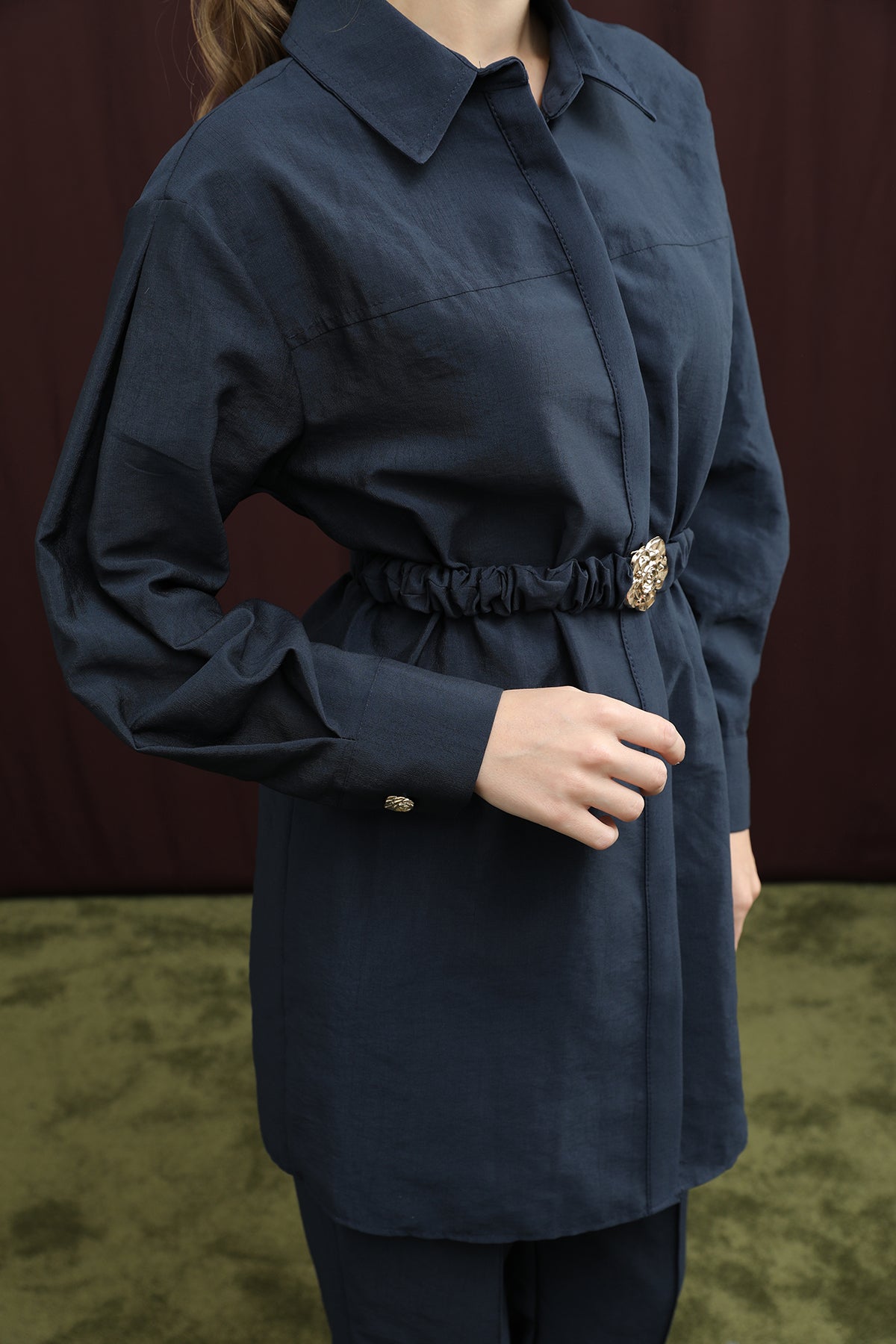 Kadın Gizli Patlı Beli Lastik Kemerli Takım - 14388TKS