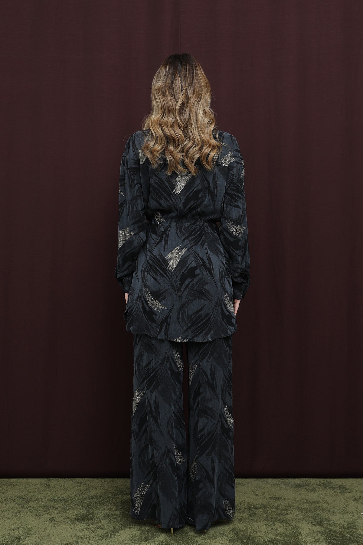 Kadın Cep Detaylı Beli Tünelli Gömlek Takım - 14392TKS