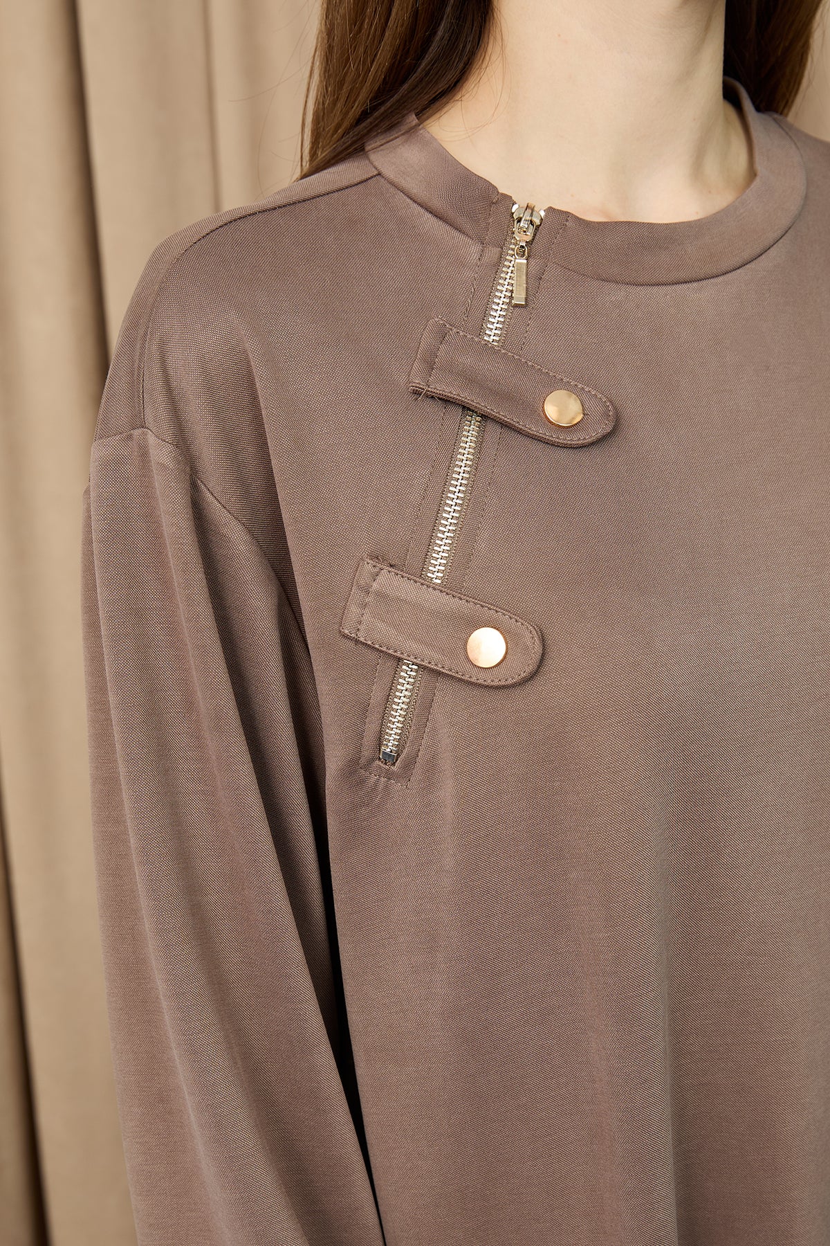 Kadın Yaka Fermuar Detaylı Takım -14406TKS