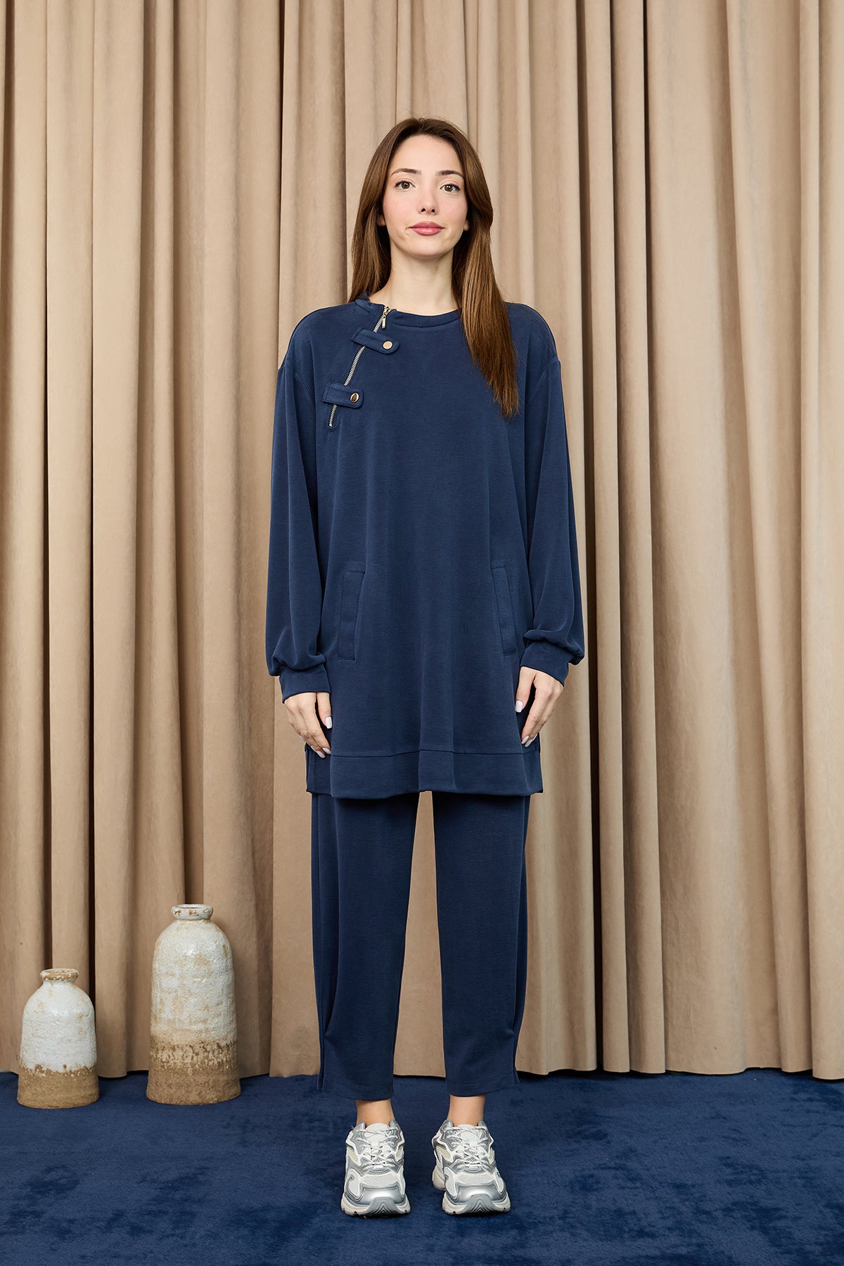 Kadın Yaka Fermuar Detaylı Takım -14406TKS