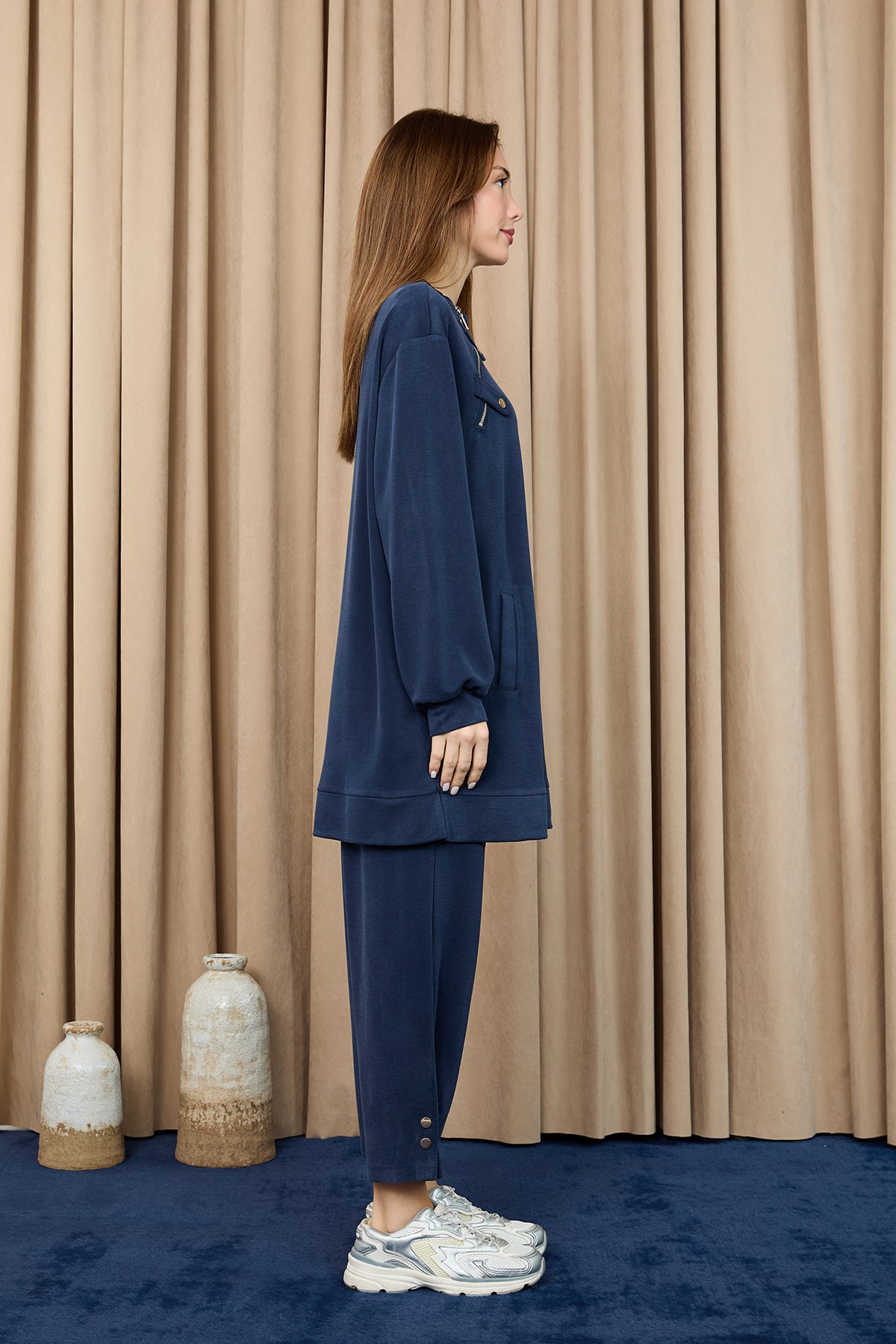 Kadın Yaka Fermuar Detaylı Takım -14406TKS