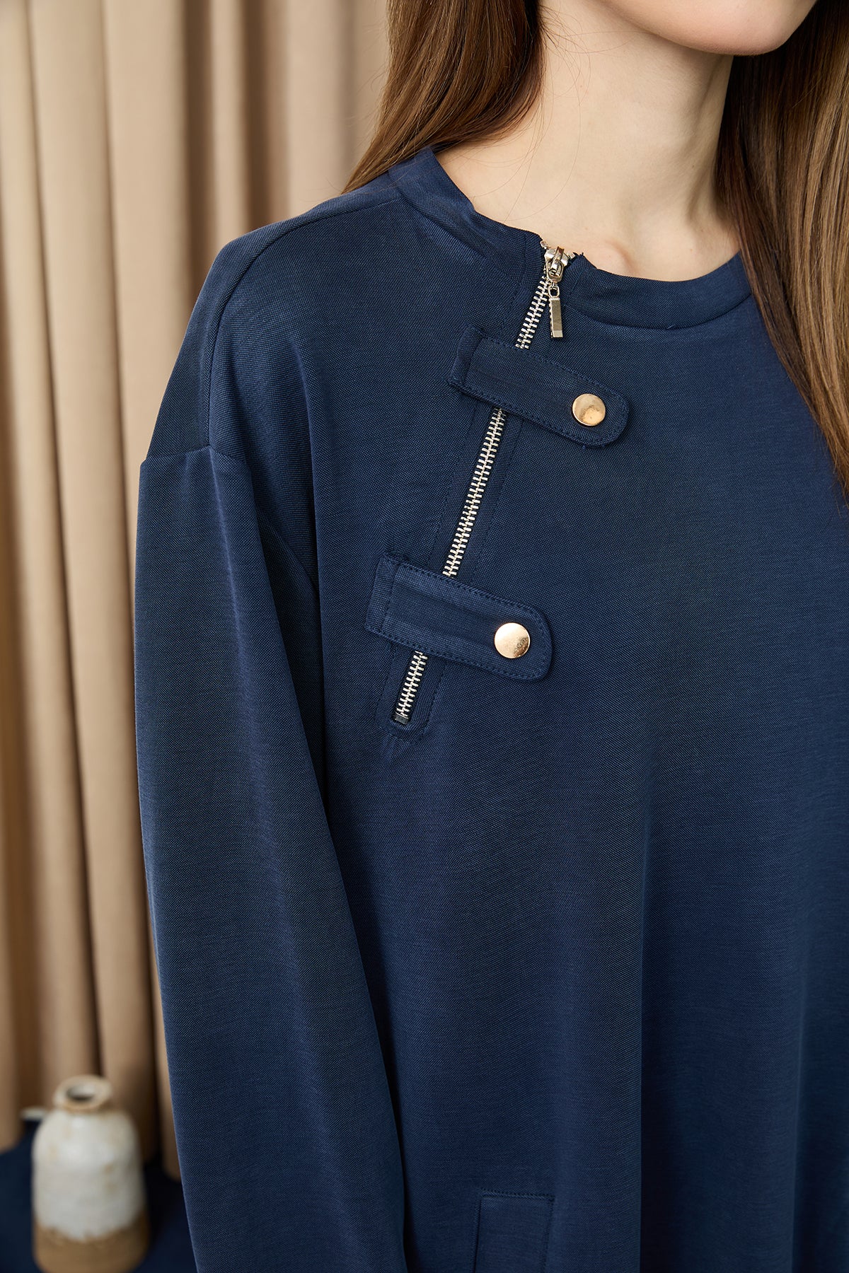 Kadın Yaka Fermuar Detaylı Takım -14406TKS