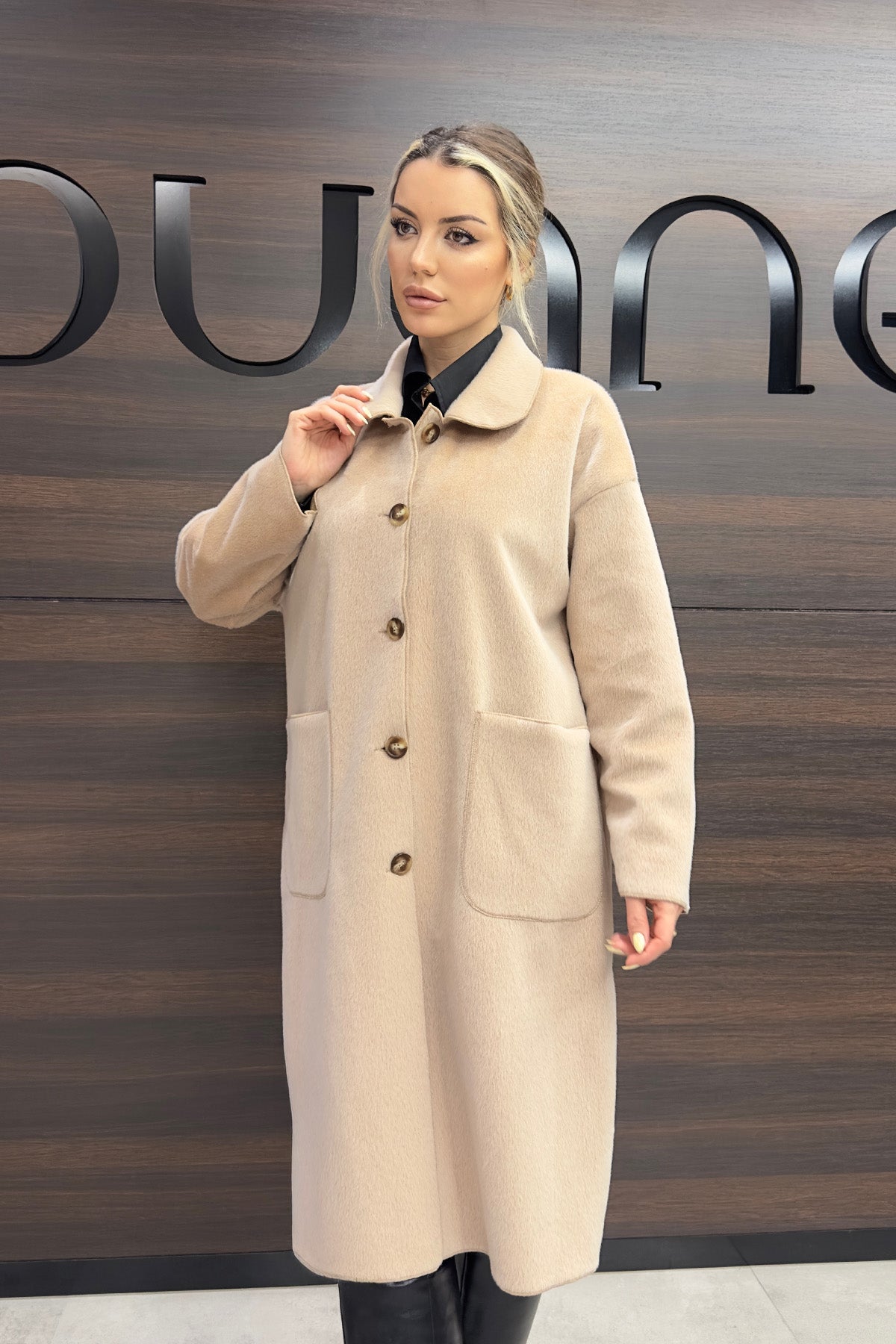 Kadın Düğme ve Cep Detaylı Fox Kaban - 15220KBN