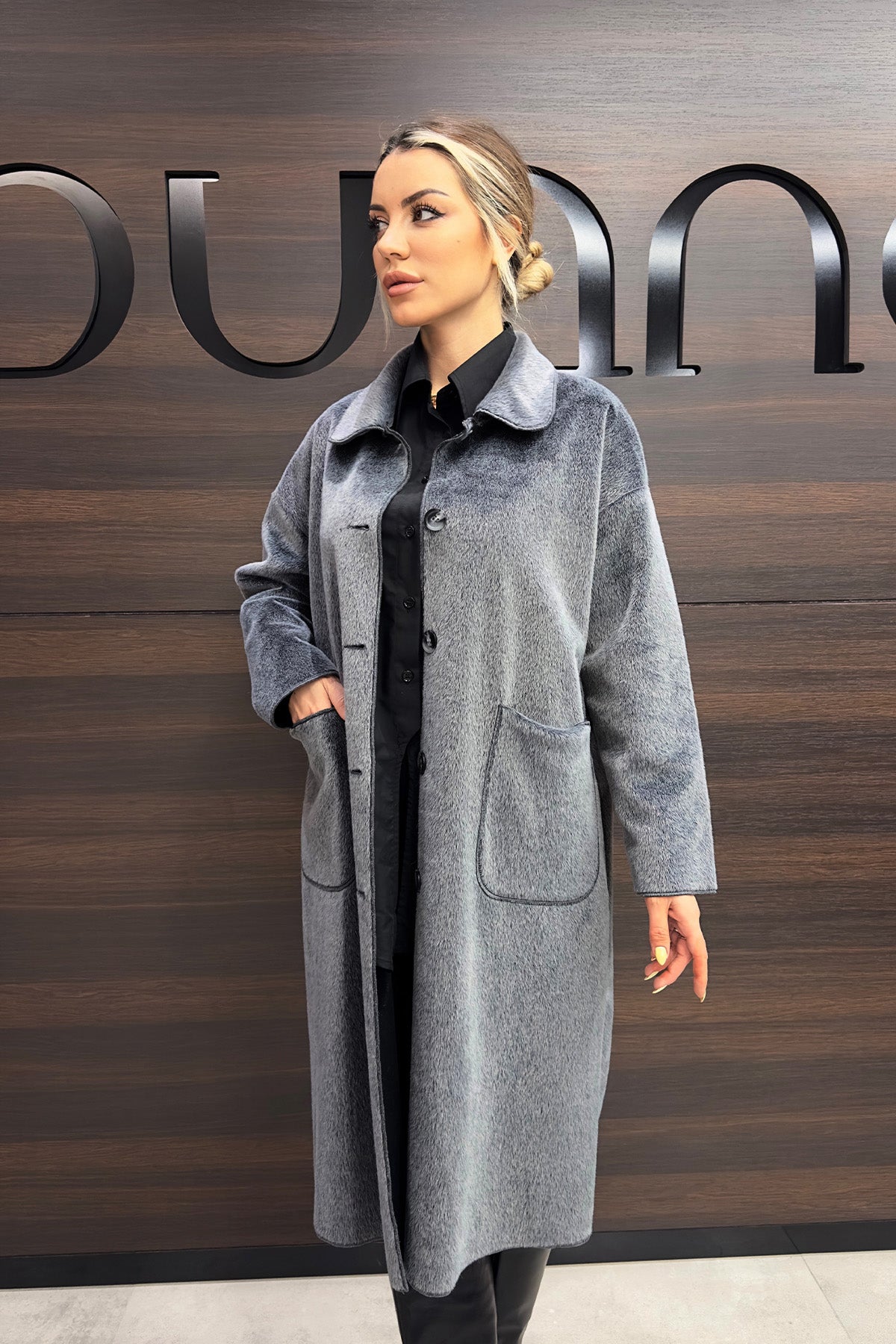 Kadın Düğme ve Cep Detaylı Fox Kaban - 15220KBN