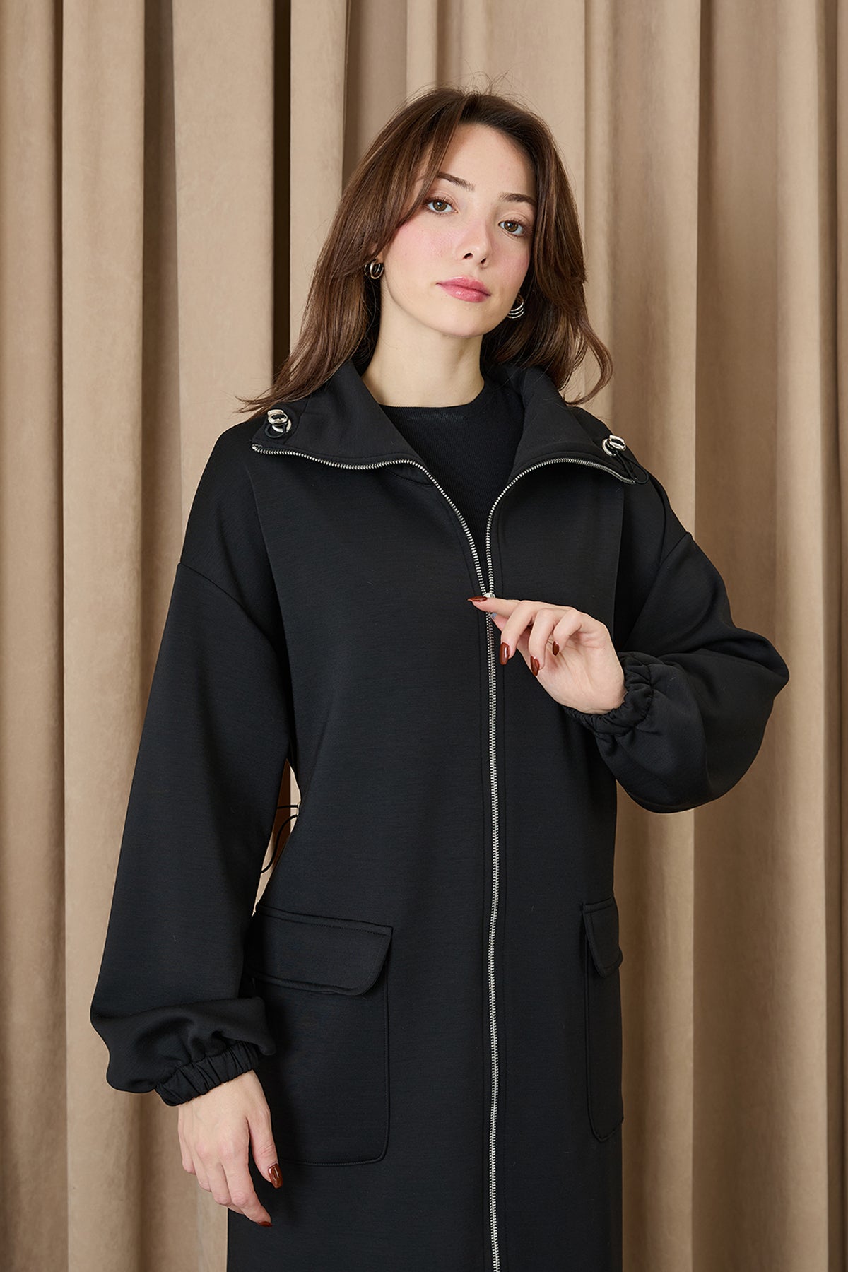 Kadın Yakası Ve Arka Belden Tünelli Basic Kap - 15225MNT