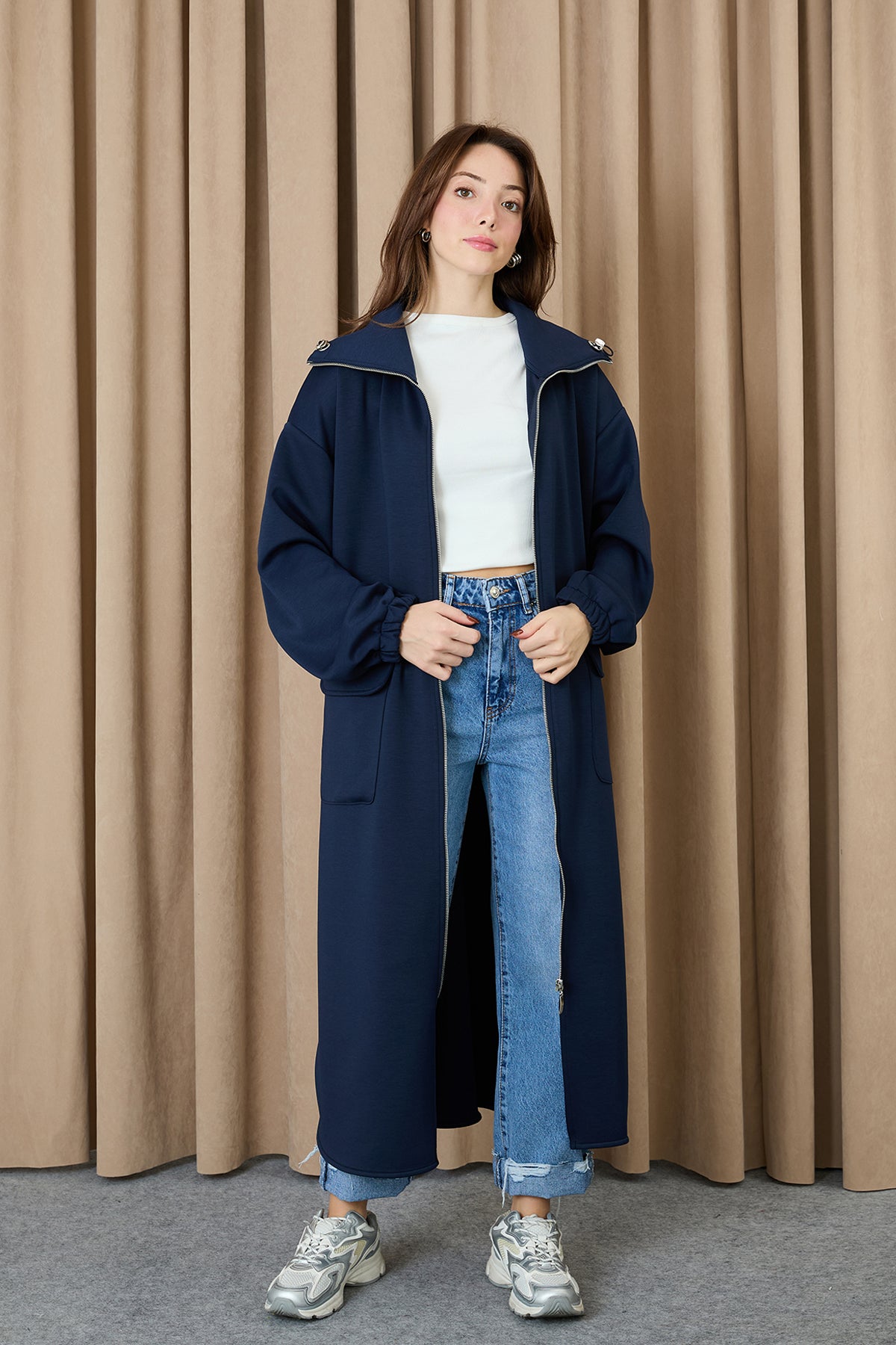 Kadın Yakası Ve Arka Belden Tünelli Basic Kap - 15225MNT