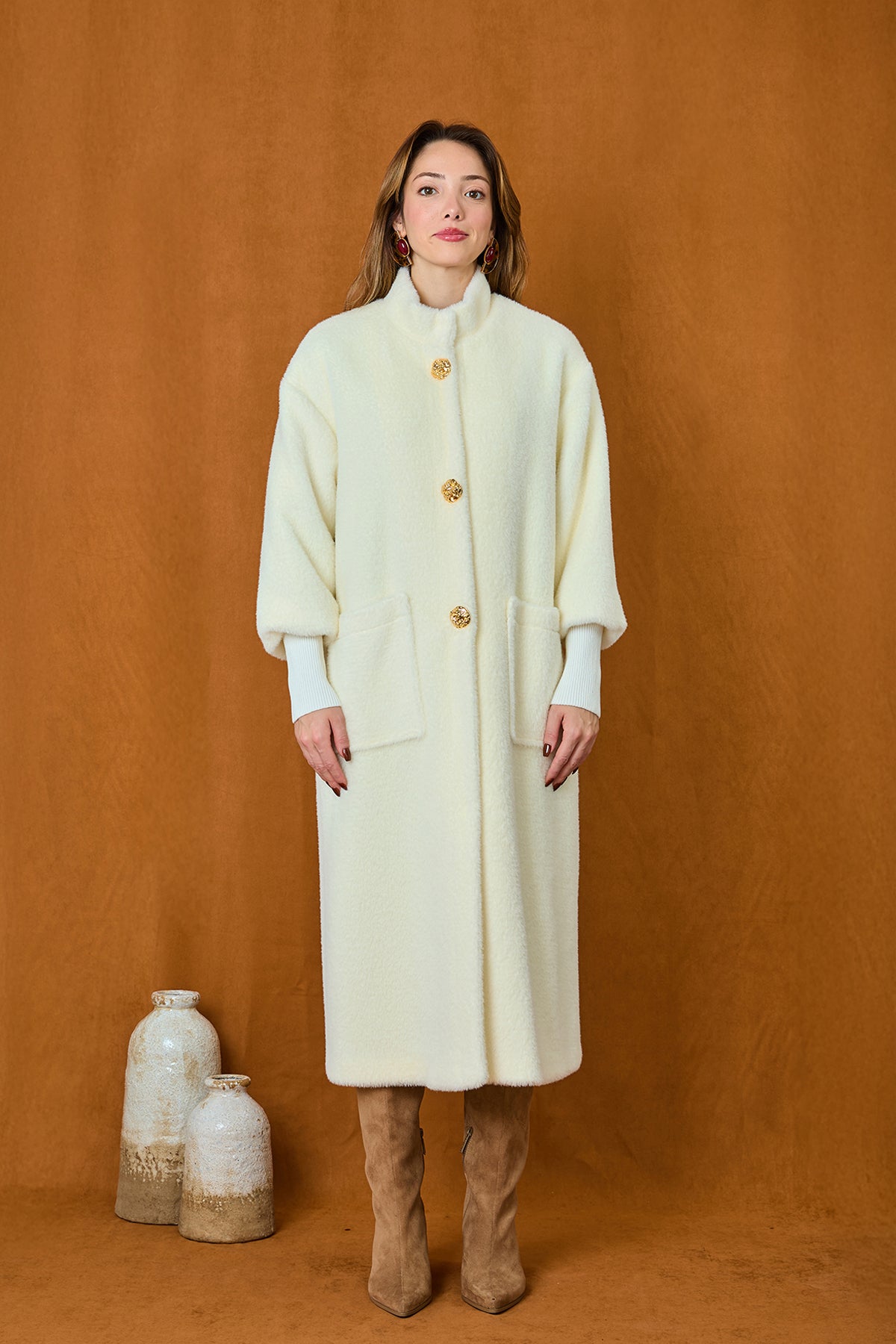 Kadın Düğme Detaylı Çıtçıtlı Kaban - 15231KBN