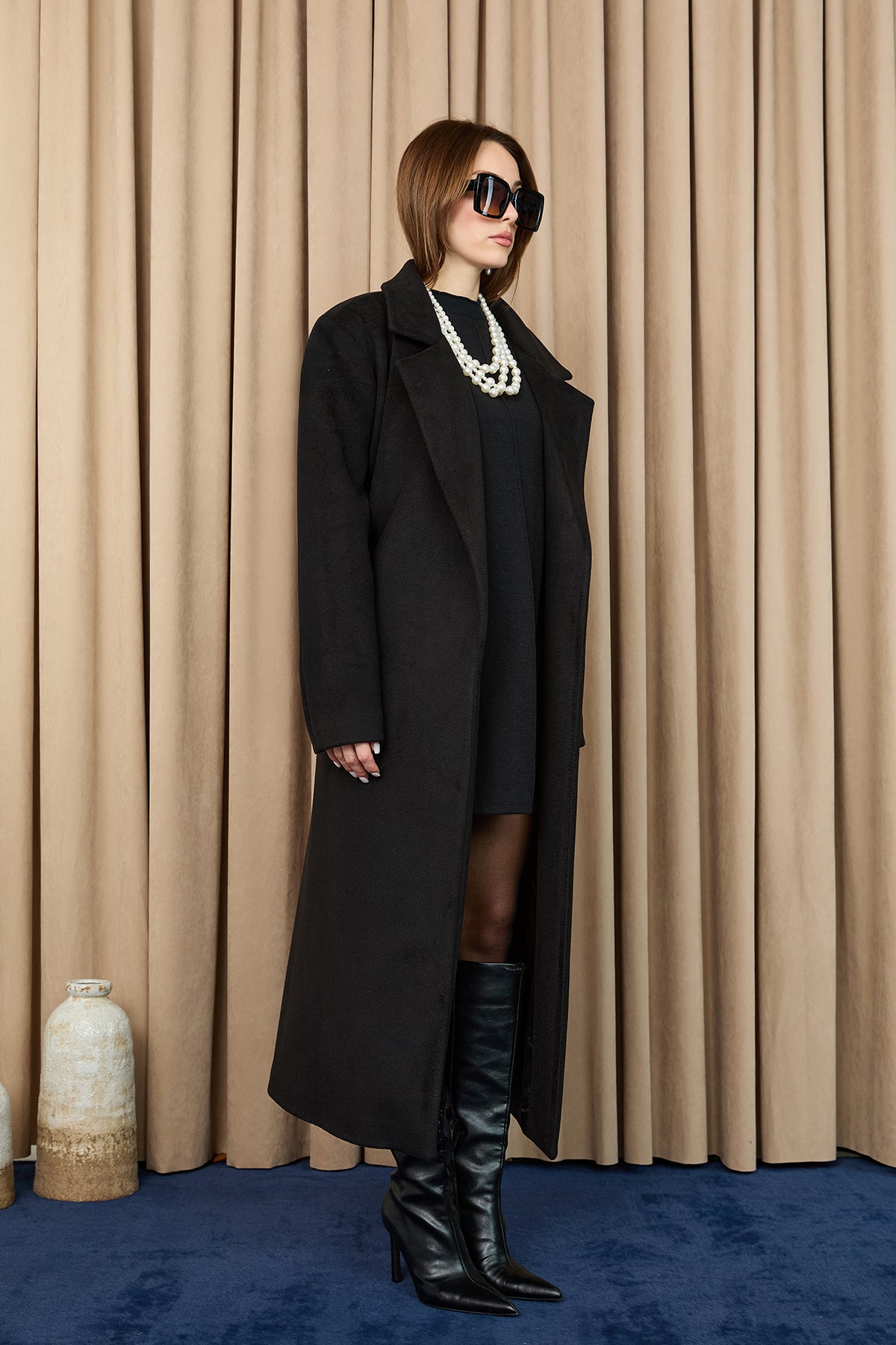 Kadın Kruvaze Yaka Kaşe Kaban -15237KBN