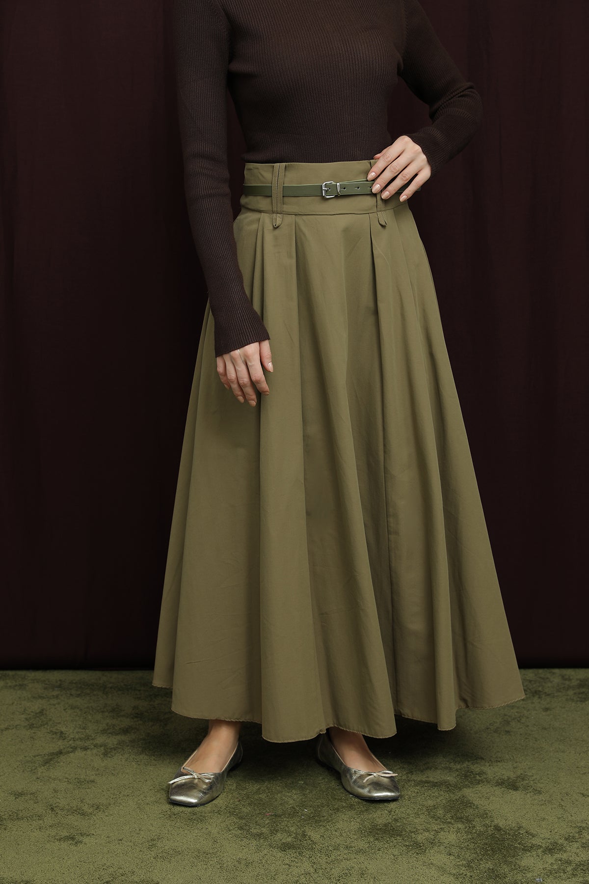 Kadın Köprü Detaylı Kemerli Etek - 20710ETK