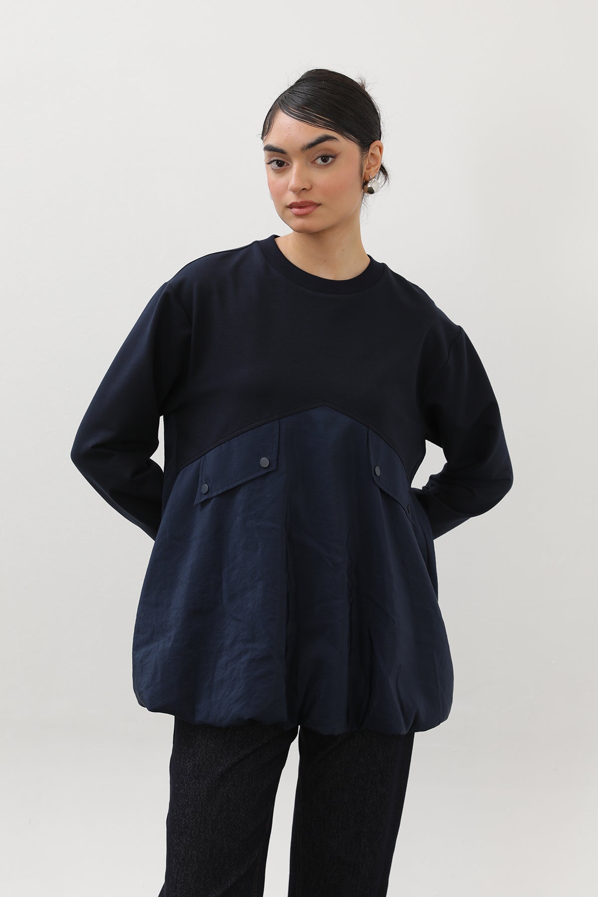 Kadın Cep Kapağı Detaylı Oversize Tunik - 20714TUN