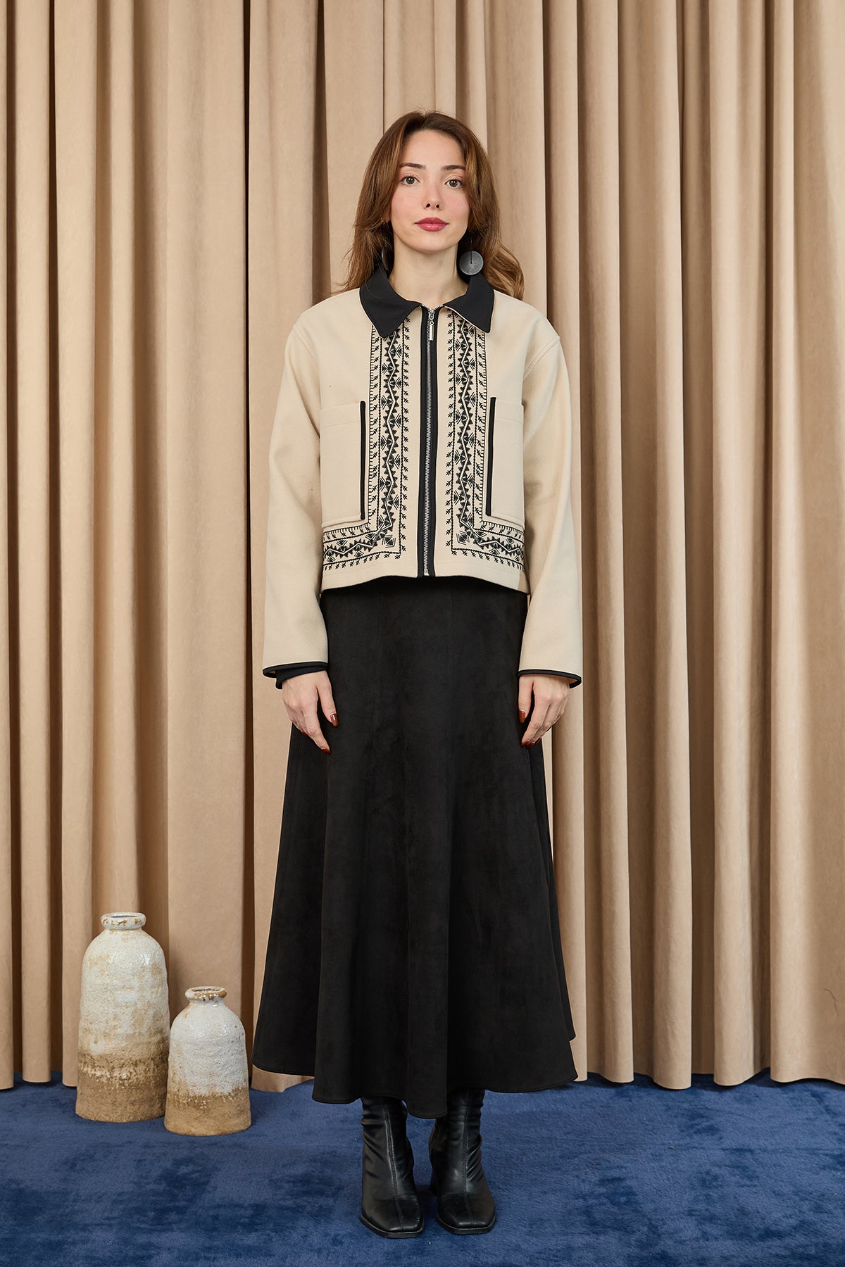 Women's Embroidery Detailed Short Jacket - 20719CKT