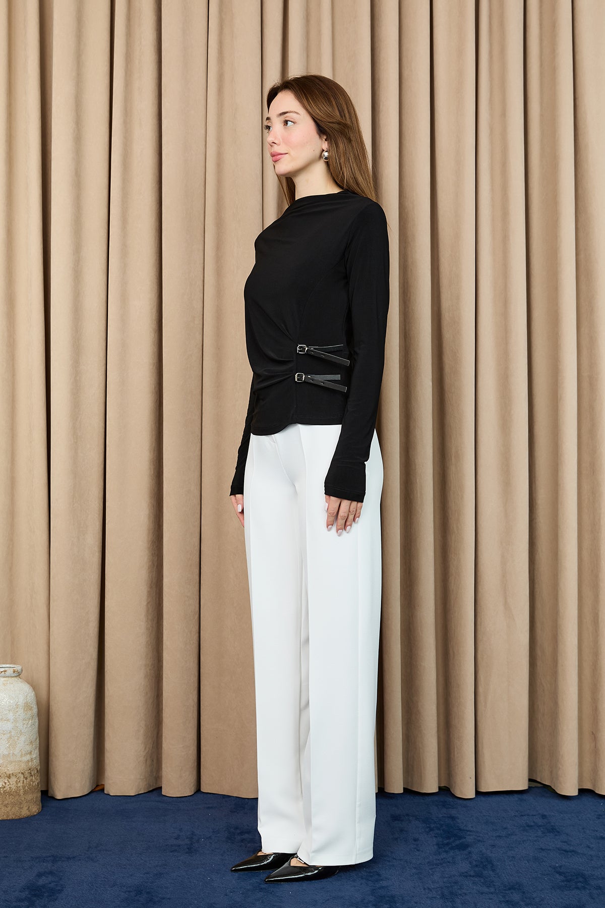 Kadın Kemer Detaylı Bluz -20721BLZ