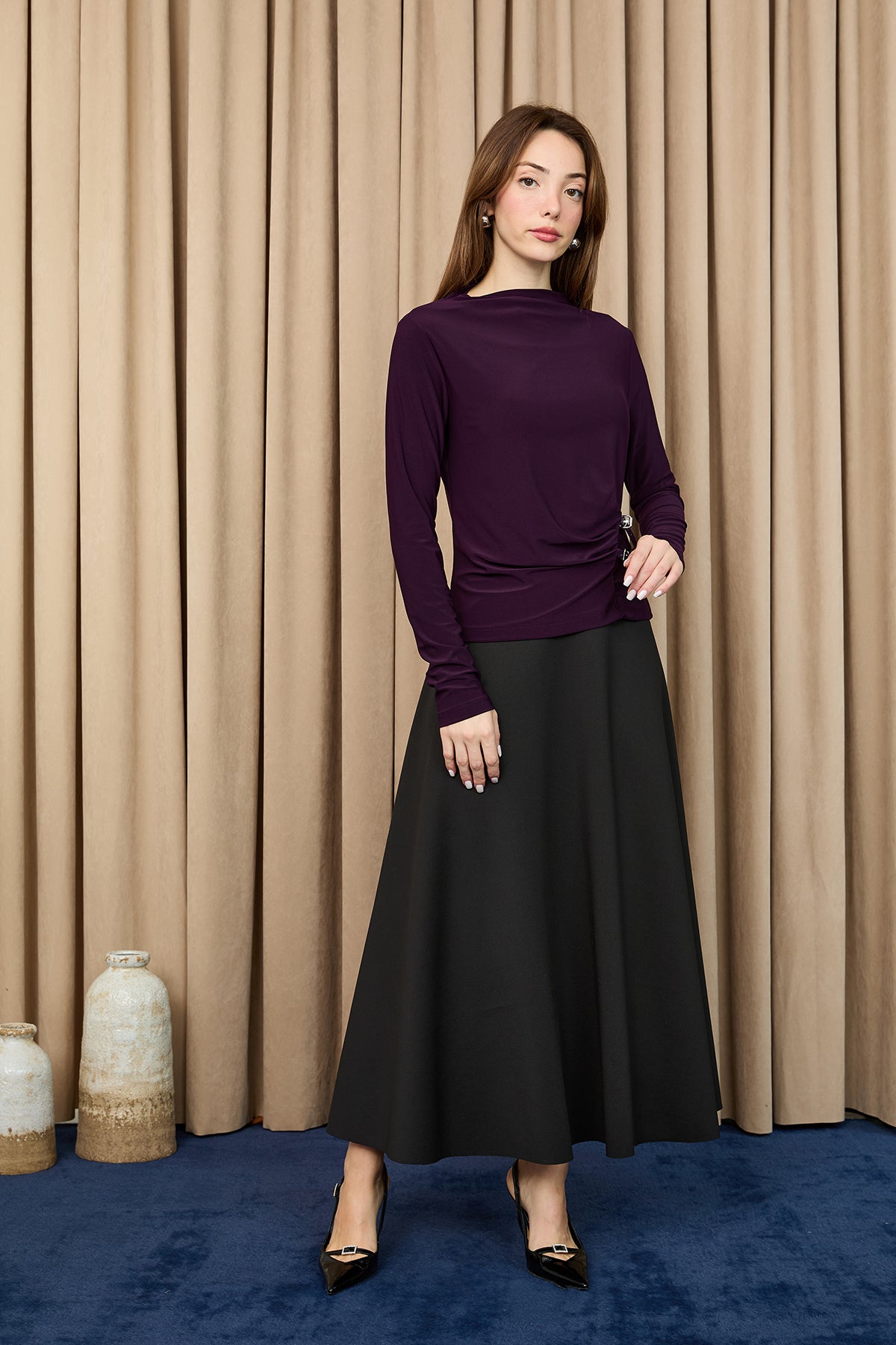 Kadın Kemer Detaylı Bluz -20721BLZ