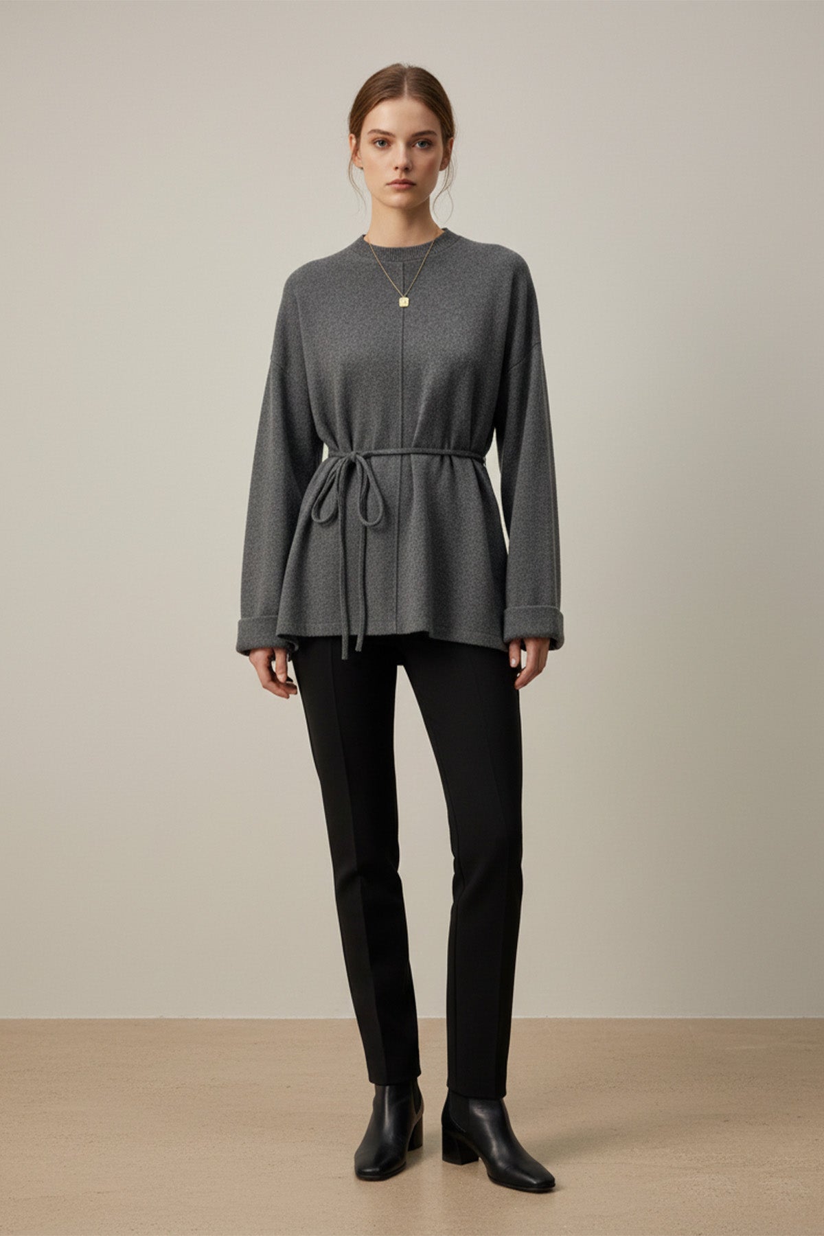 Kadın Kuşaklı Minimal Örme Tunik – 20725TBLZ