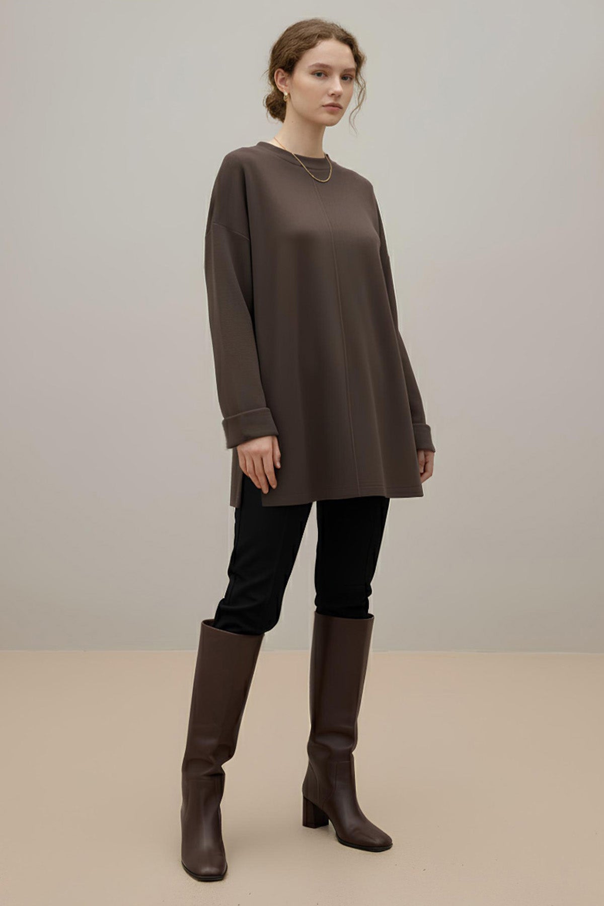 Kadın Kuşaklı Minimal Örme Tunik – 20725TBLZ