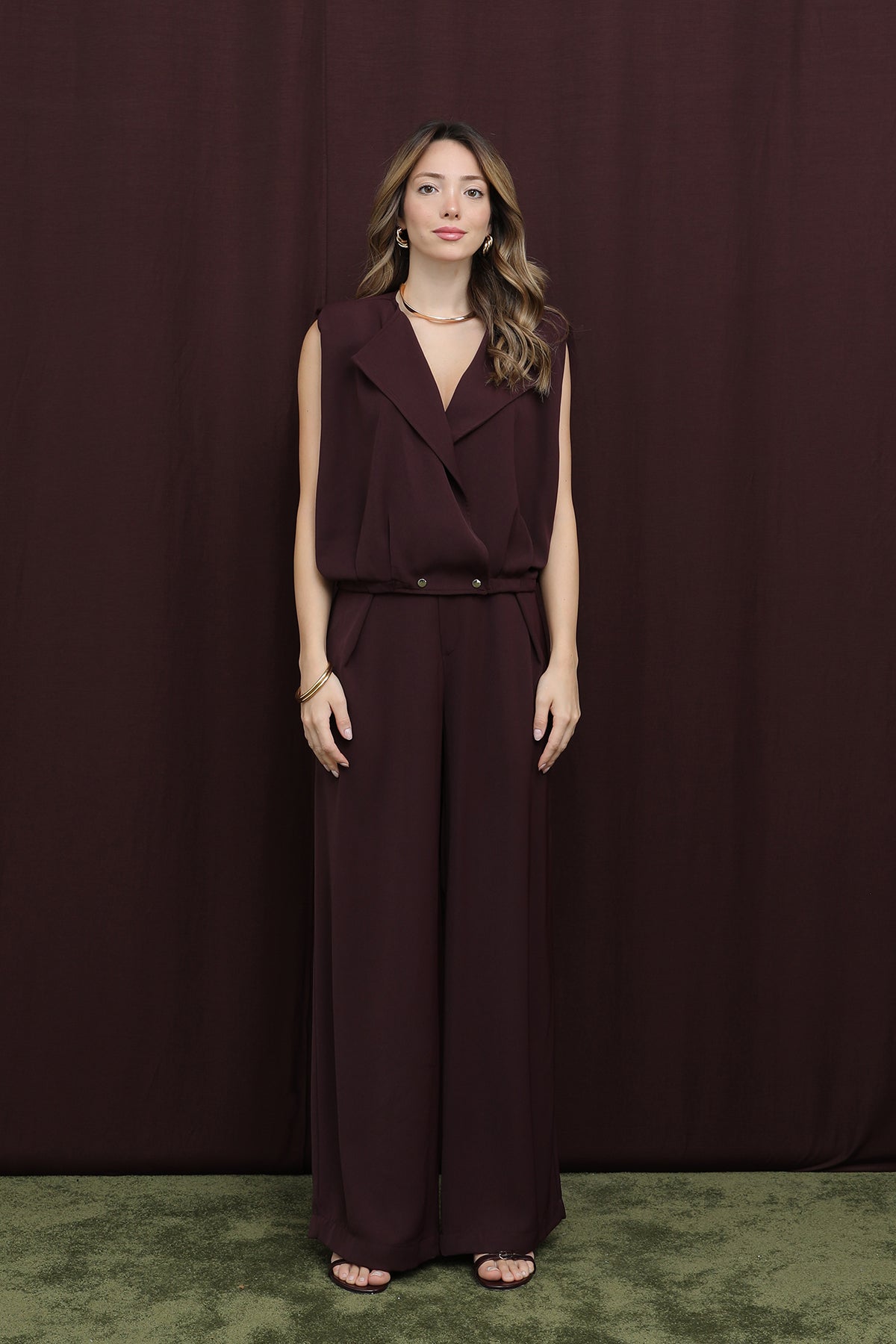 Kadın Kruvaze Yaka Kolsuz Takım  -  32397TKS