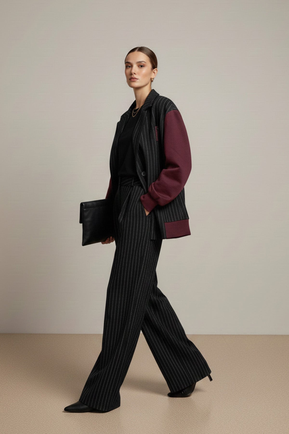 Kadın Çizgili Oversize Ceket  -  32401CKT