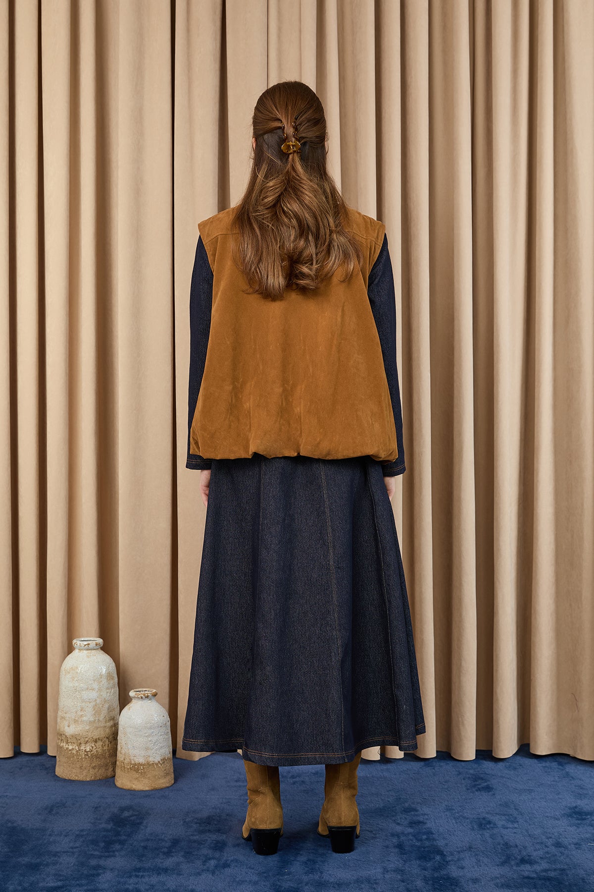 Kadın Cep Detaylı Süet Yelek  -  32404YLK