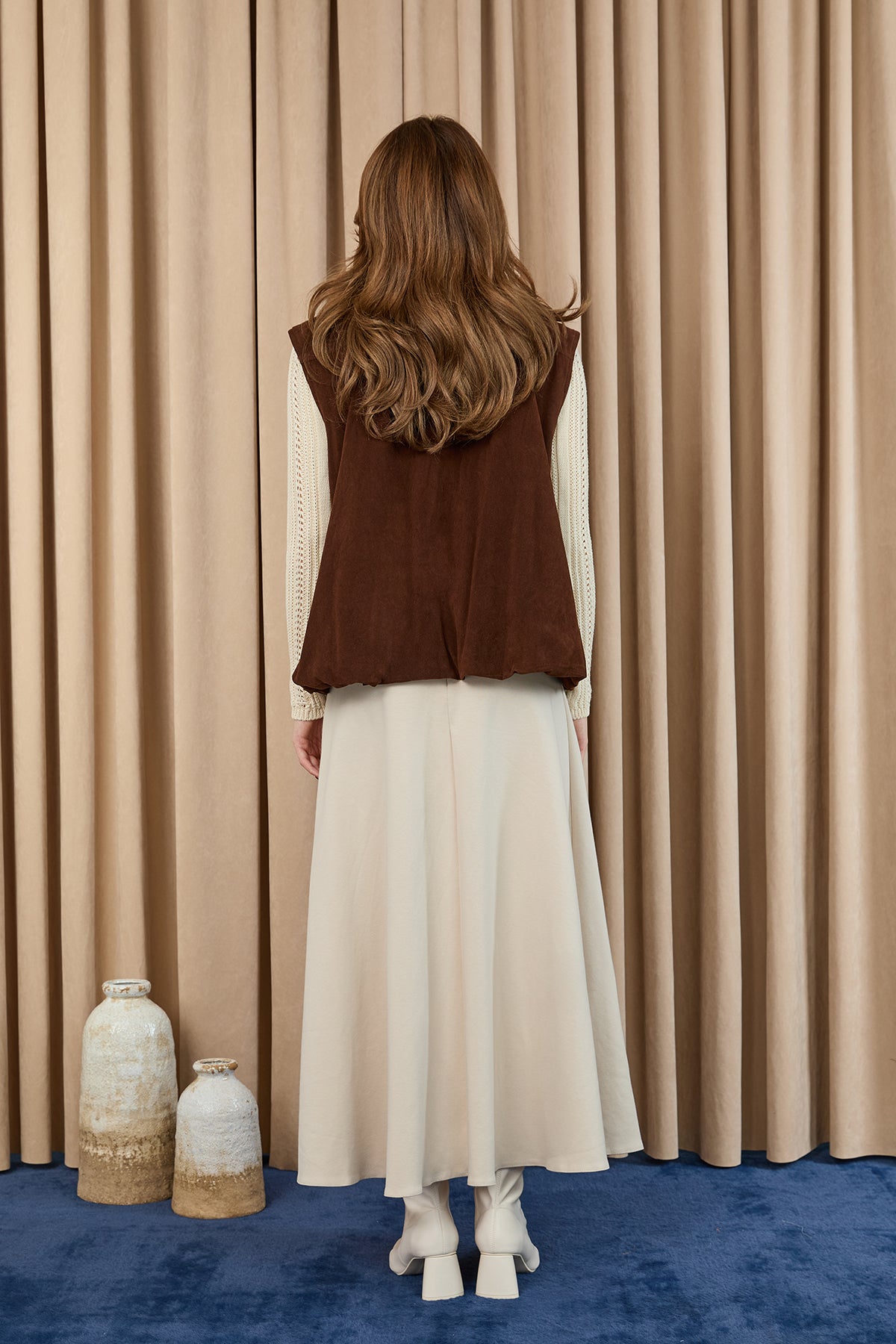 Kadın Cep Detaylı Süet Yelek  -  32404YLK