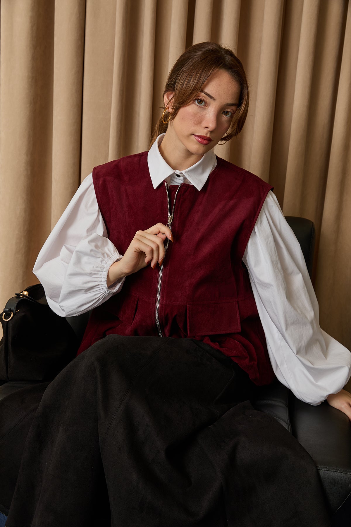 Kadın Cep Detaylı Süet Yelek  -  32404YLK