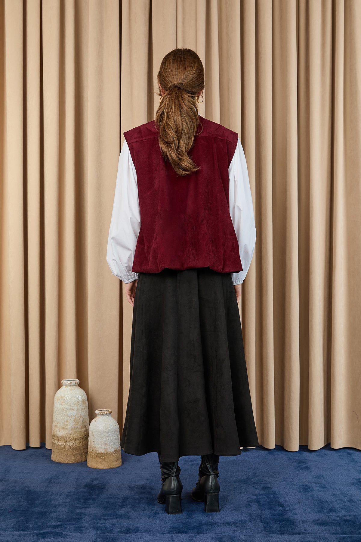 Kadın Cep Detaylı Süet Yelek  -  32404YLK