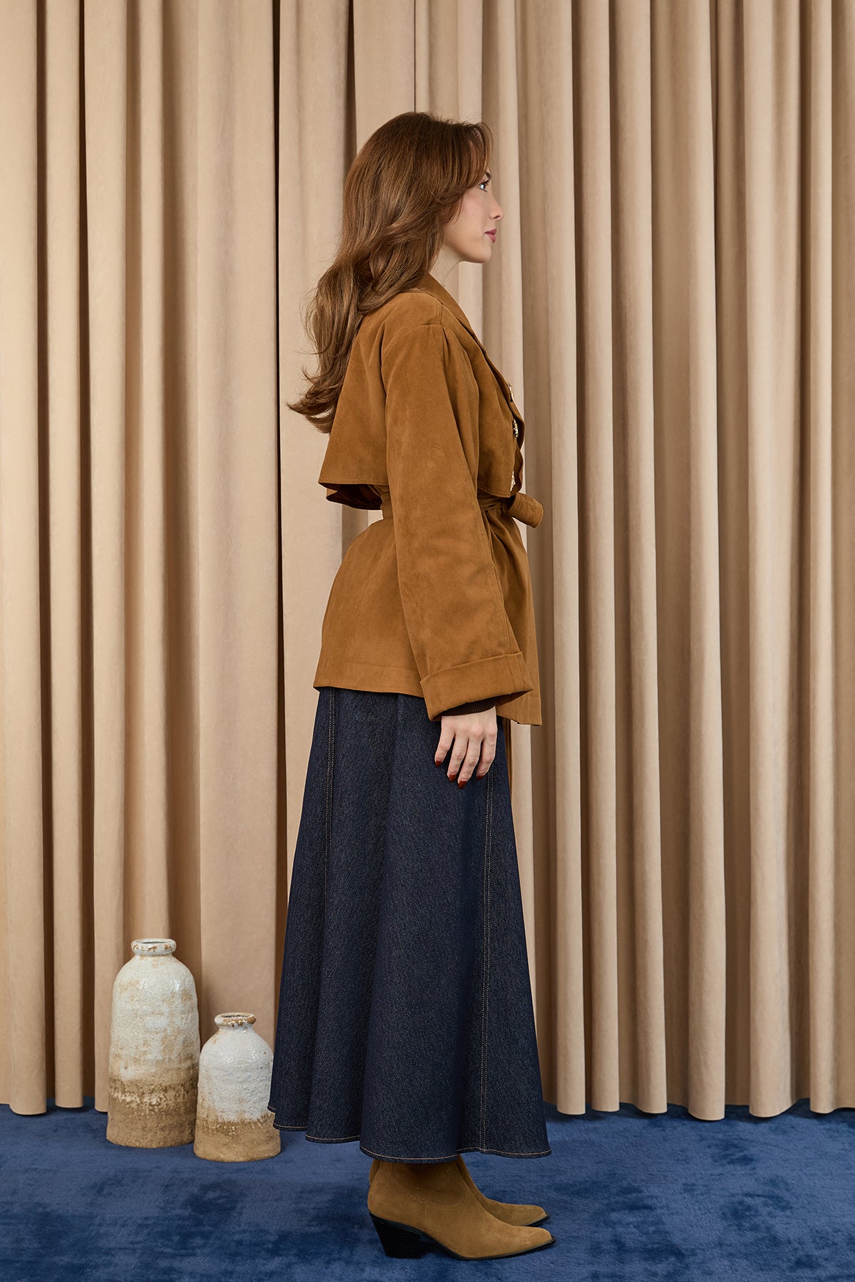 Kadın Broş Detaylı Kısa Trench  - 32405