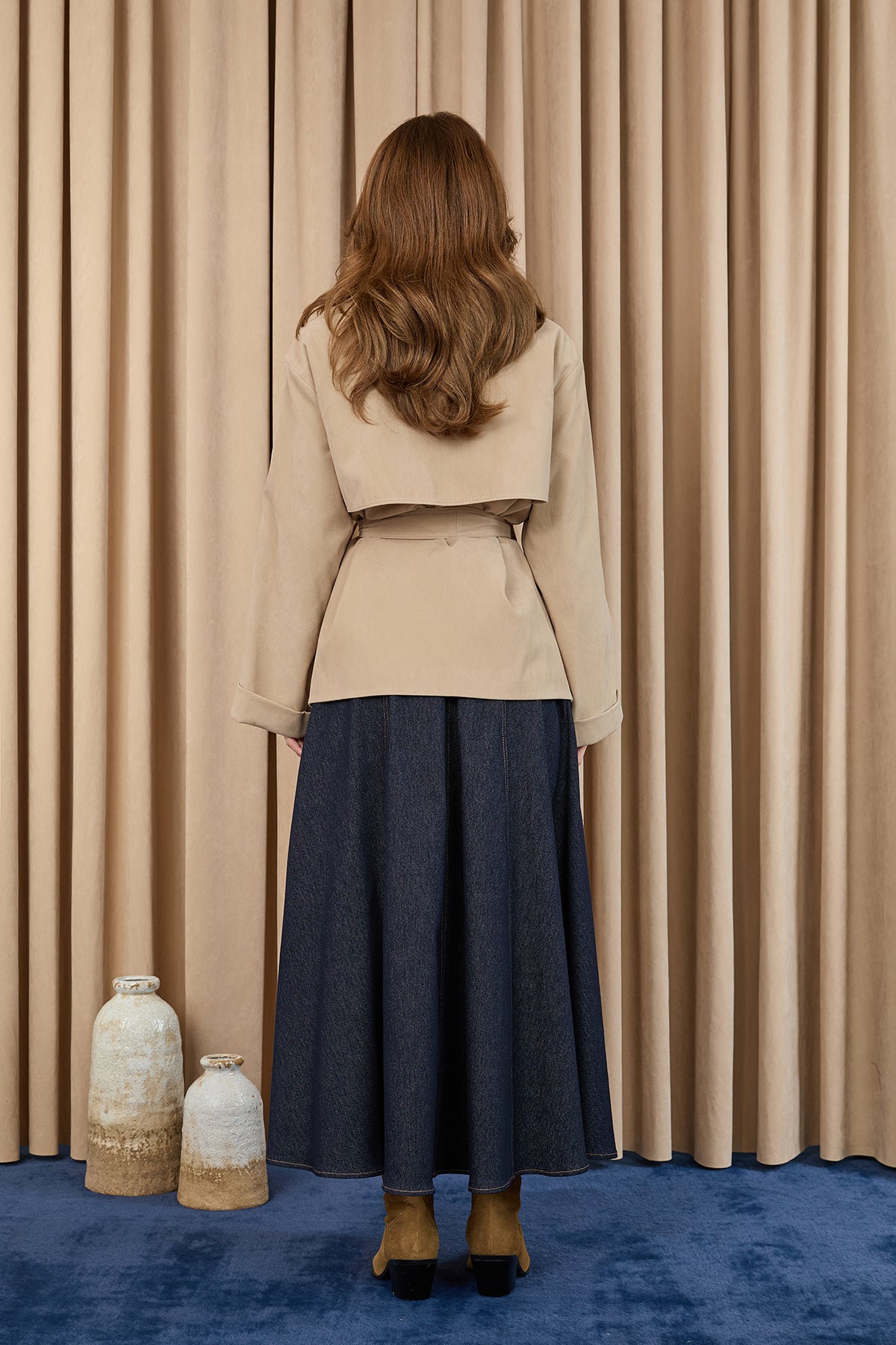 Kadın Broş Detaylı Kısa Trench  - 32405