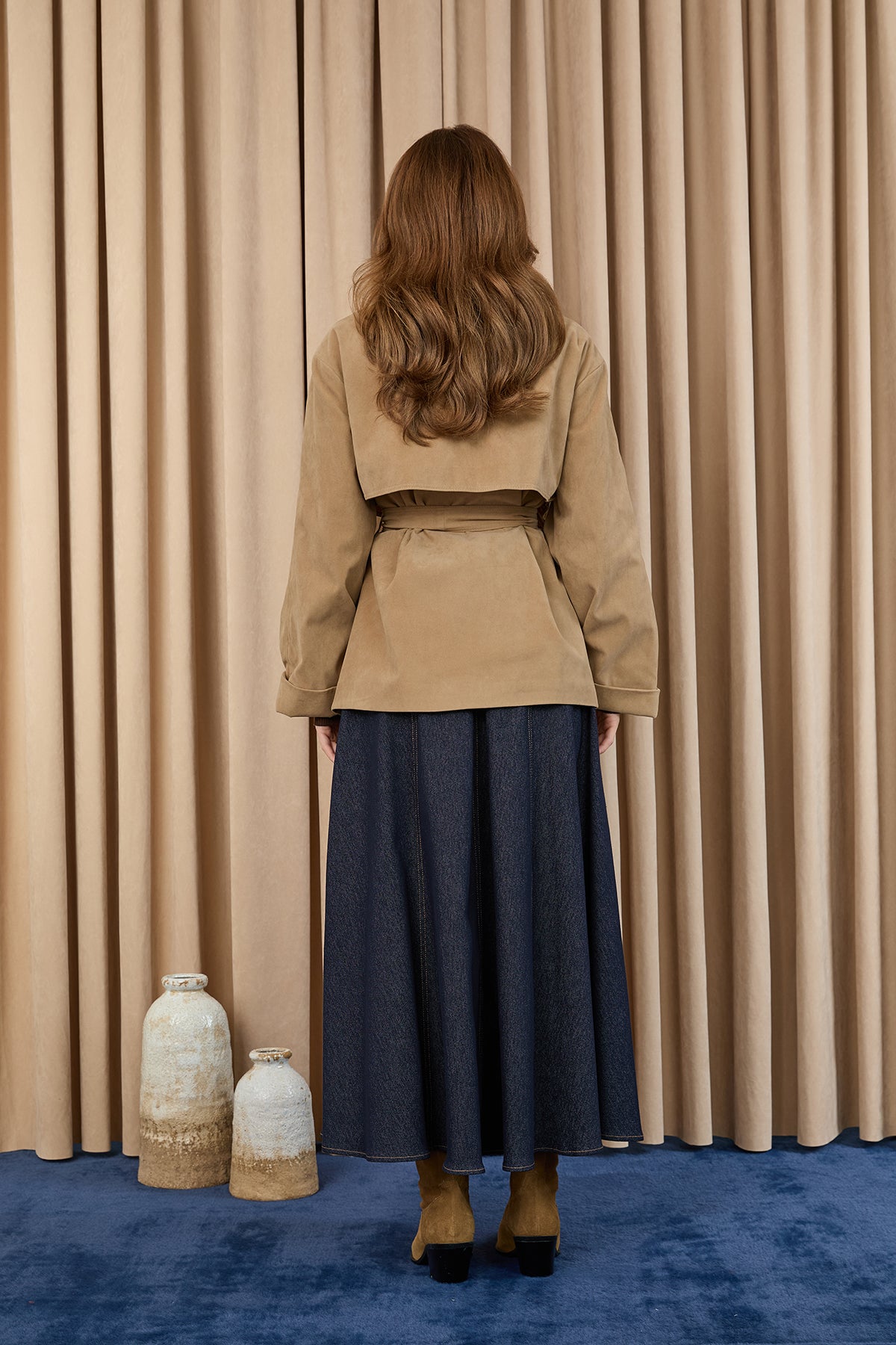 Kadın Broş Detaylı Kısa Trench  - 32405