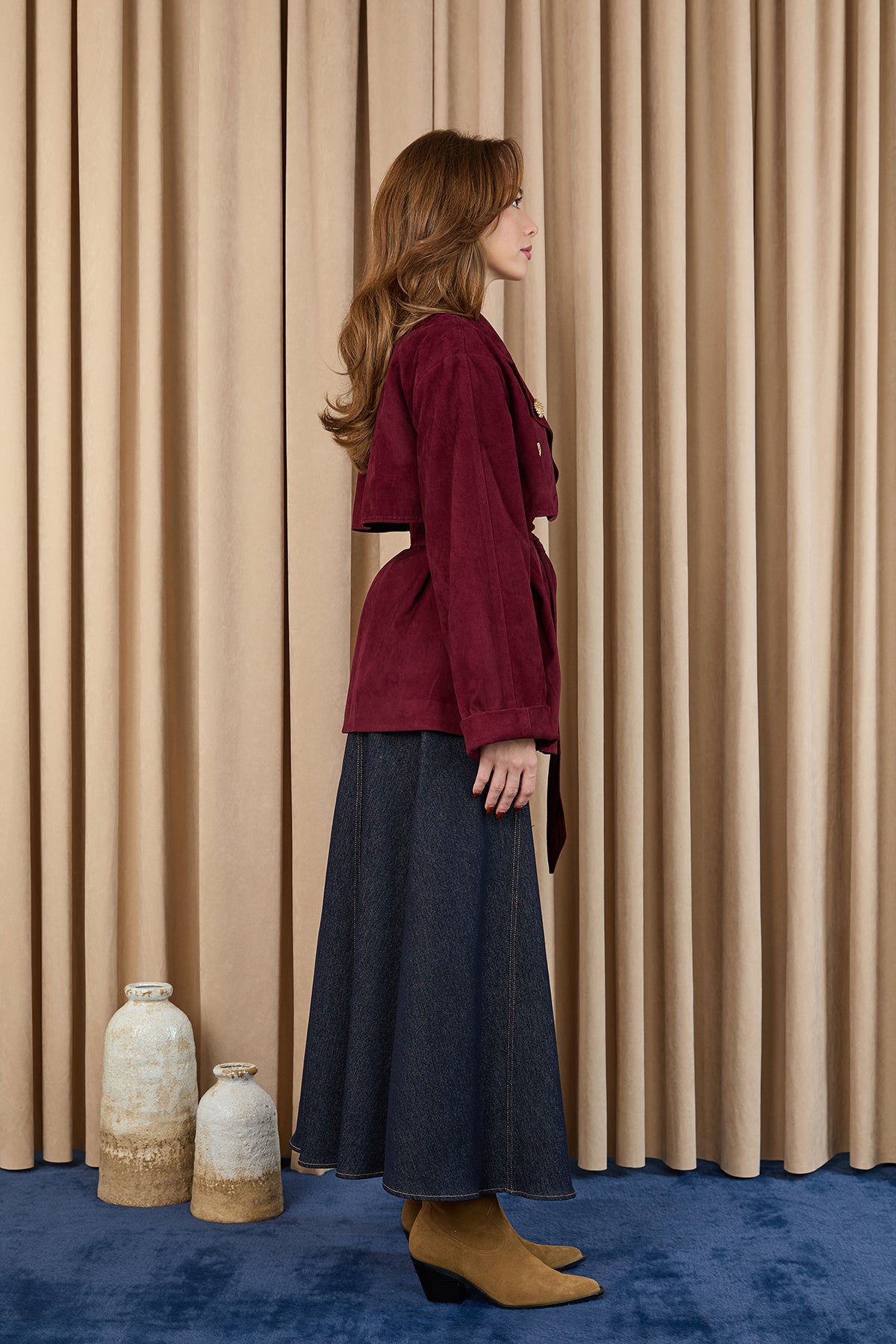 Kadın Broş Detaylı Kısa Trench  - 32405