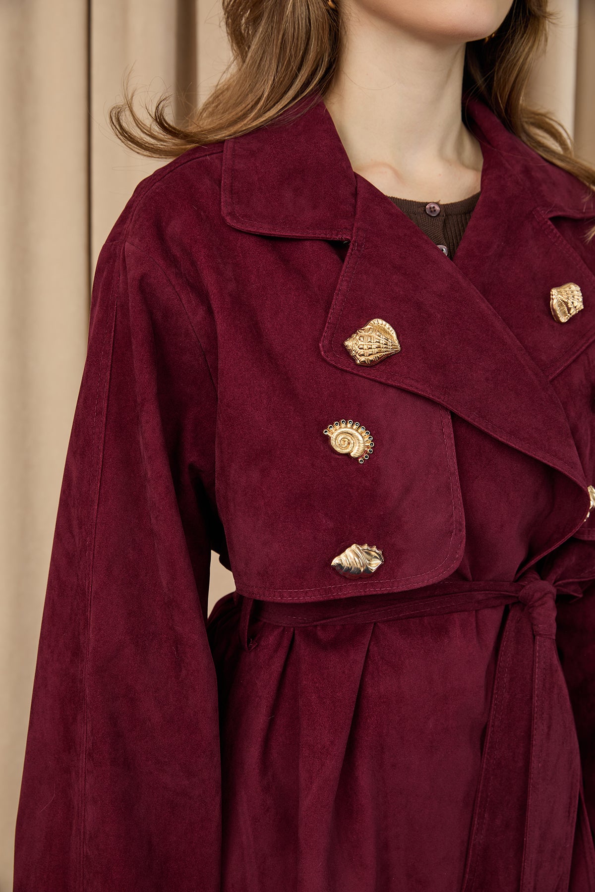 Kadın Broş Detaylı Kısa Trench  - 32405