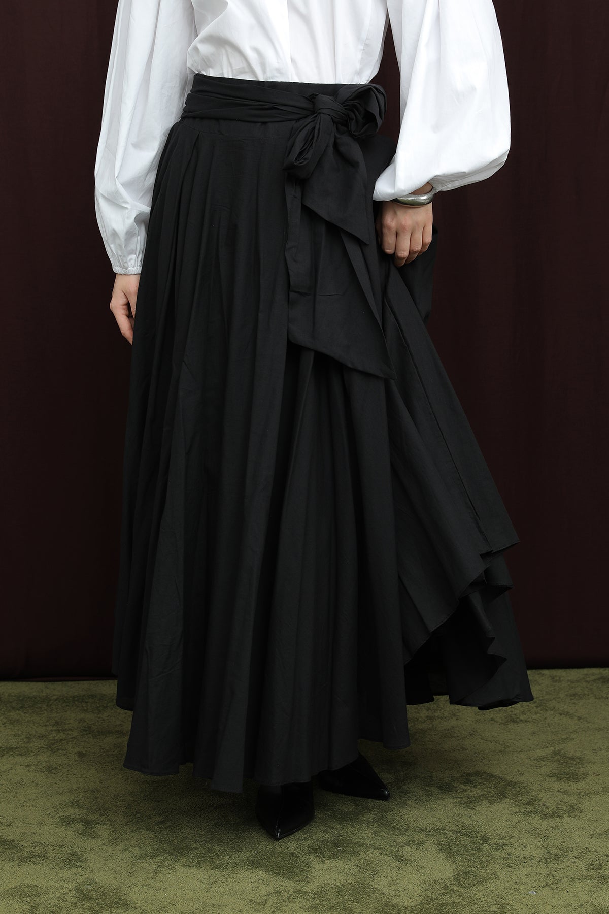 Kadın Bel Kuşaklı Asimetrik Kesim Etek  -  32420ETK